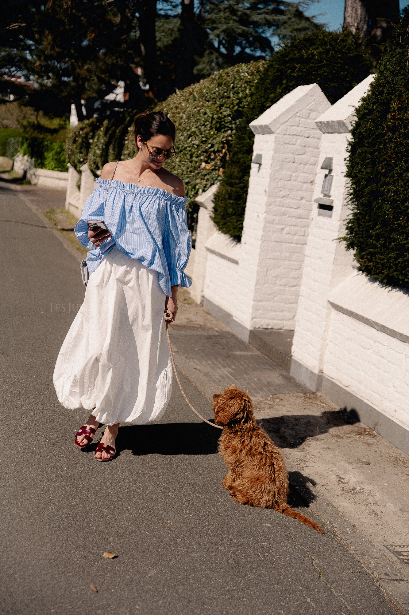 Isabeau off shoulder blouse blauw/wit