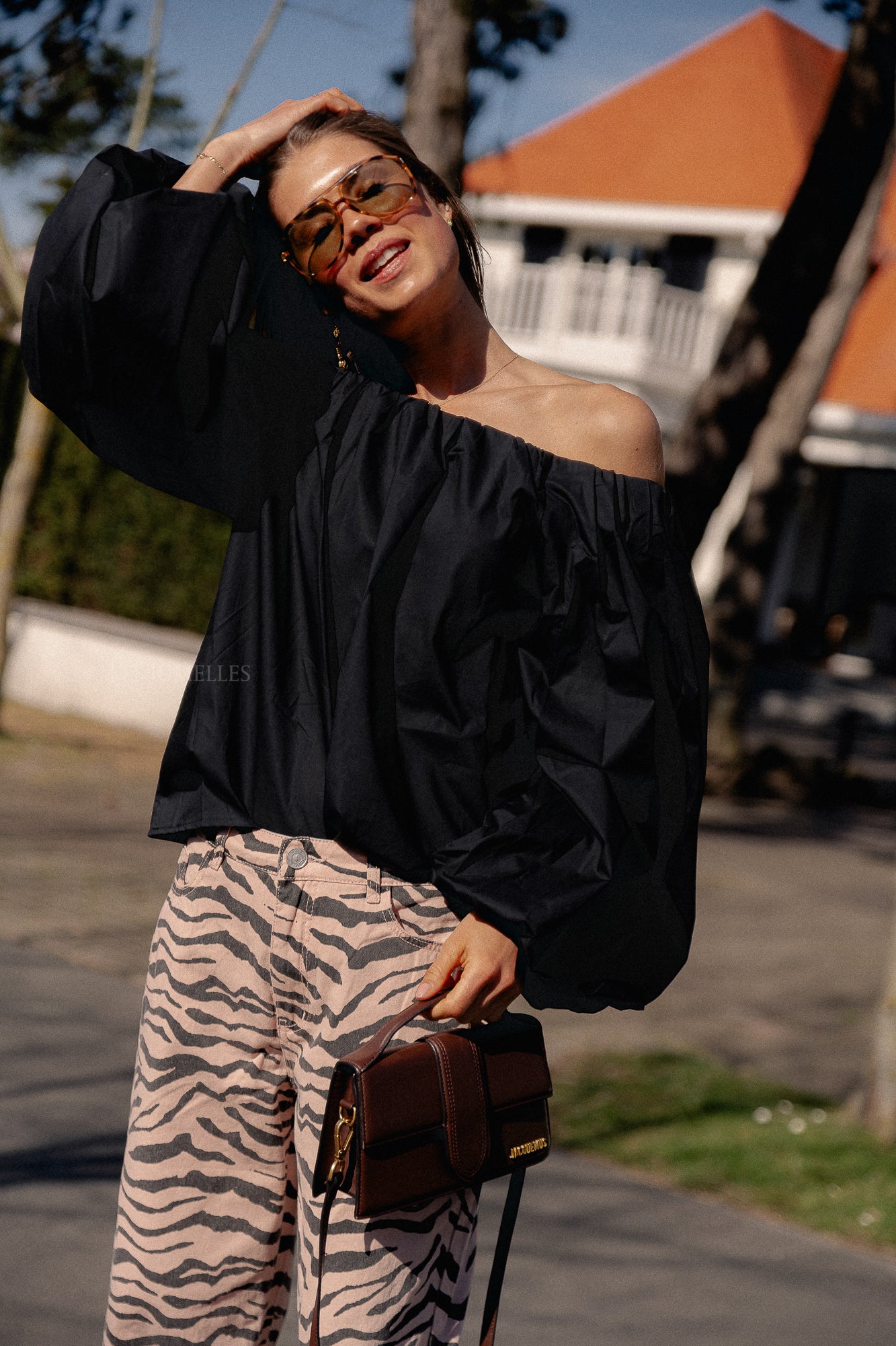 Fran off shoulder blouse zwart