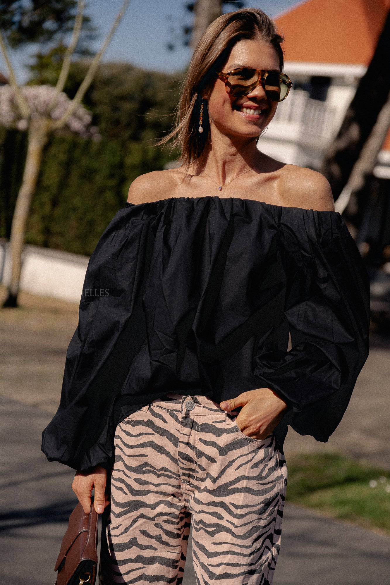 Fran off shoulder blouse zwart