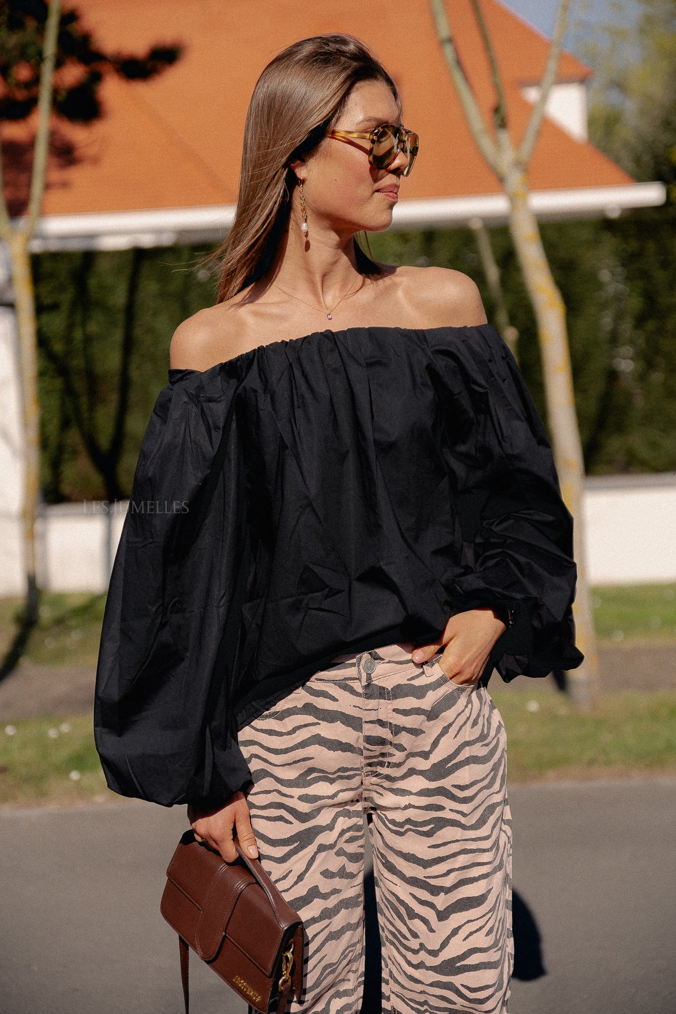 Fran off shoulder blouse zwart