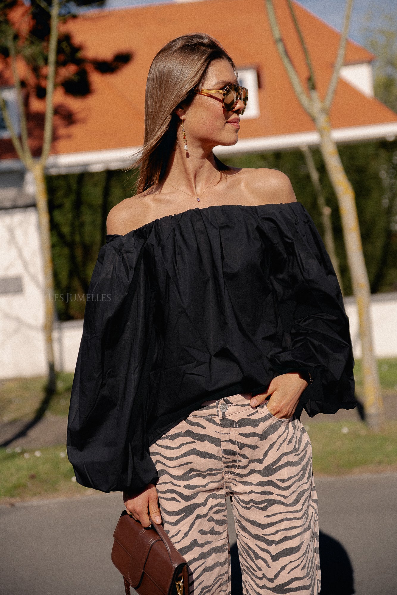 Fran off shoulder blouse zwart