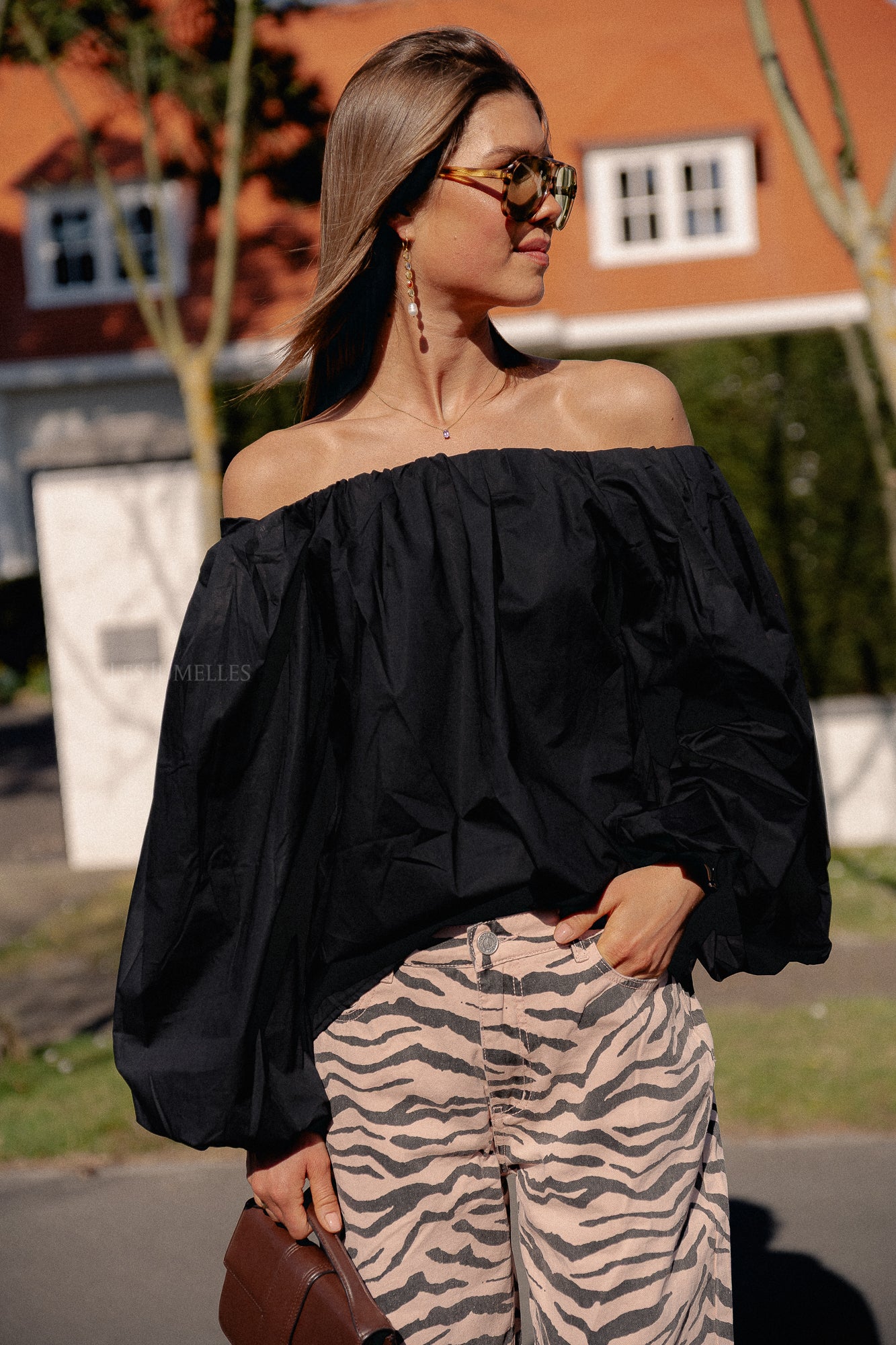 Fran off shoulder blouse zwart