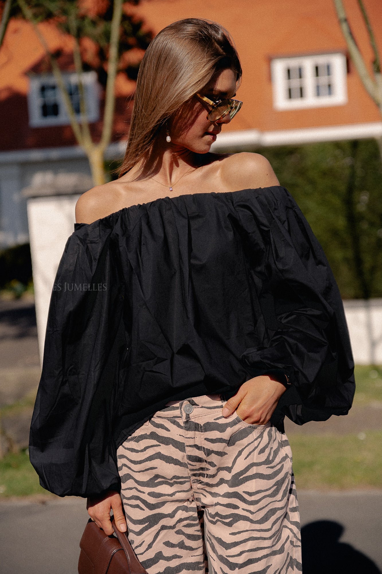 Fran off shoulder blouse zwart