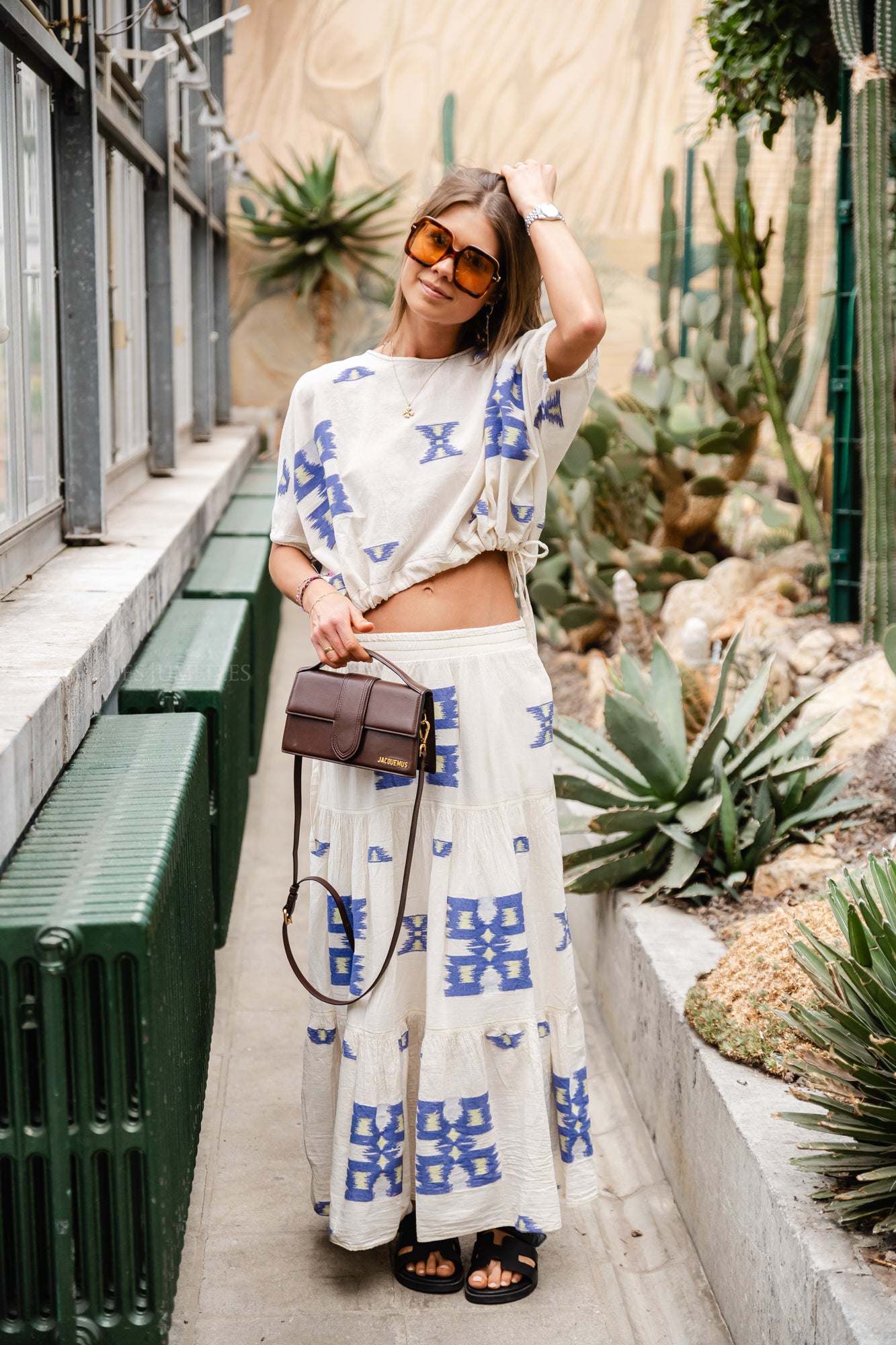 Iliokali cotton skirt blue/lime