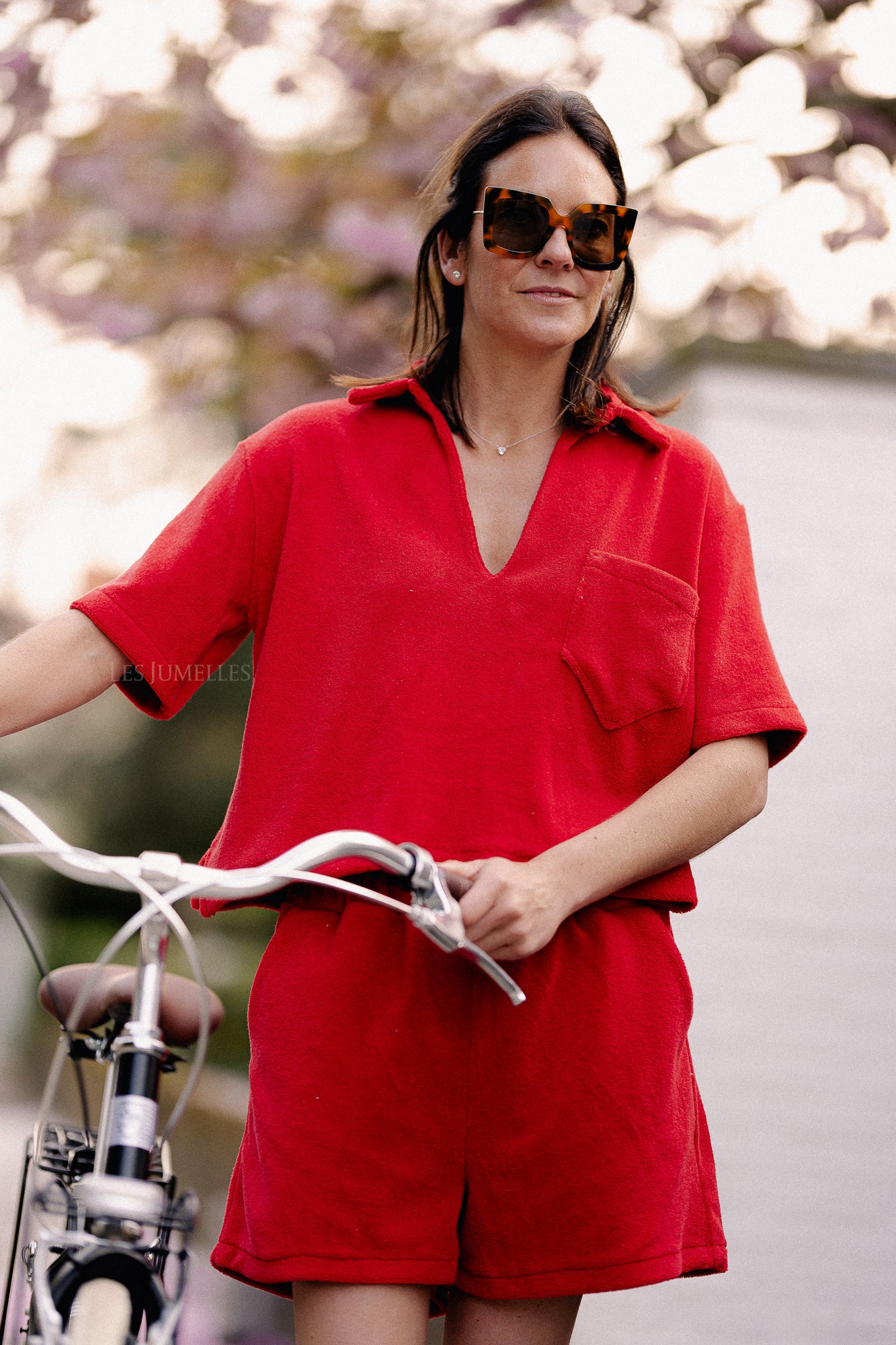 Maggie SS blouse mandarin red