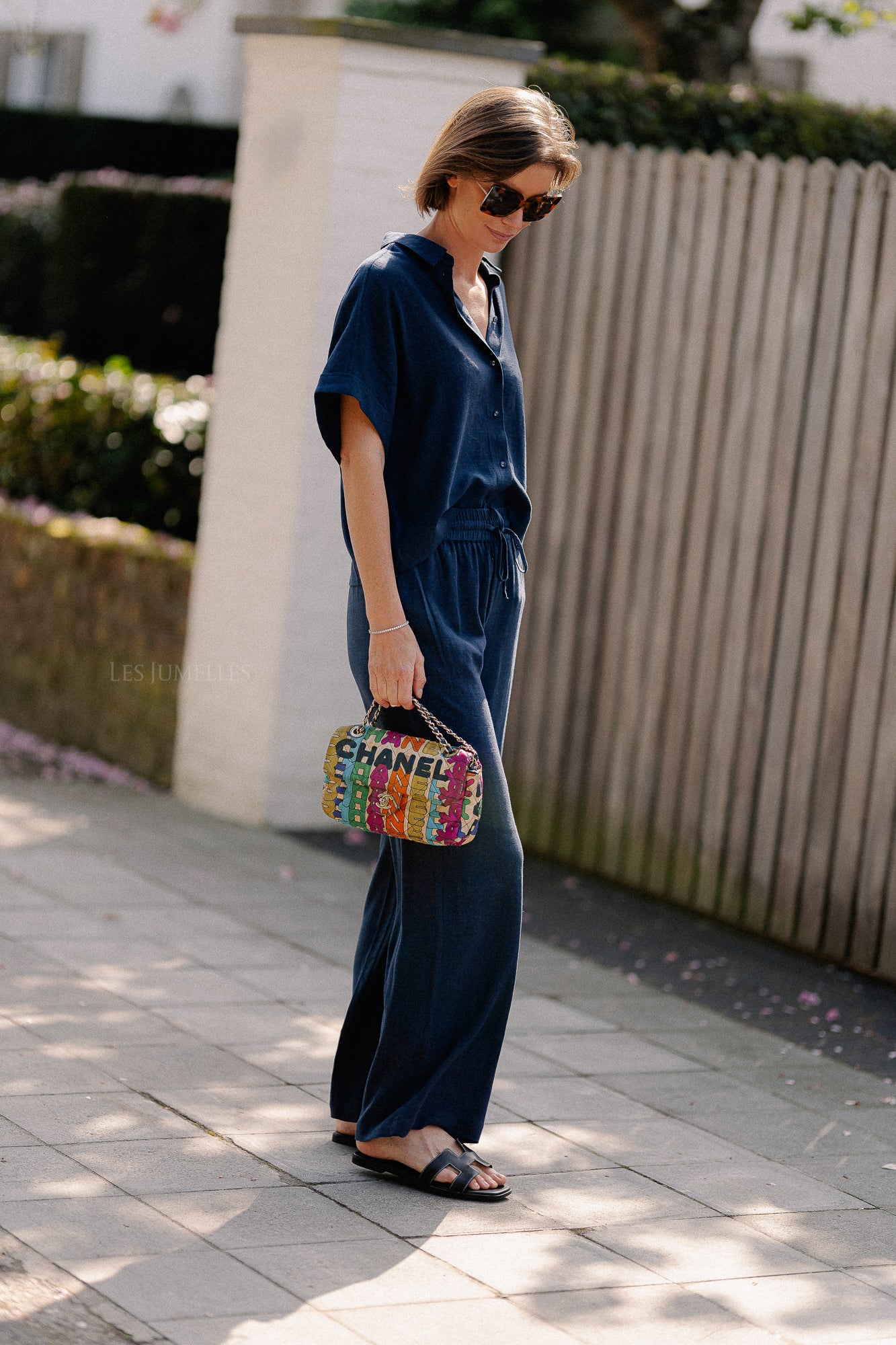 SLFViva-Gulia HW long linen pant dark sapphire