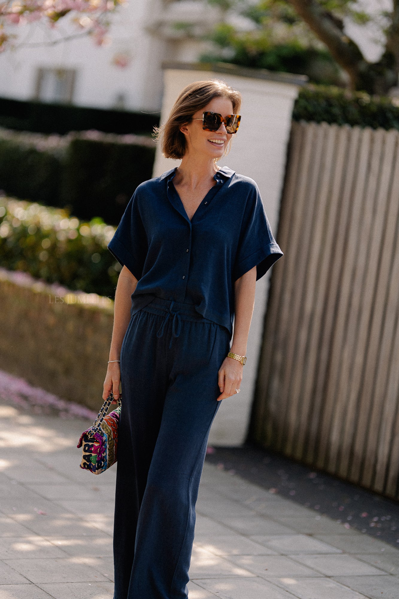 SLFViva-Gulia HW long linen pant dark sapphire