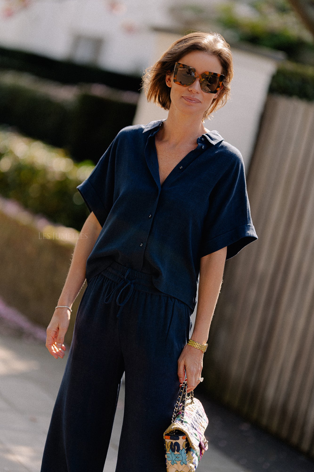 SLFViva SS cropped shirt dark sapphire