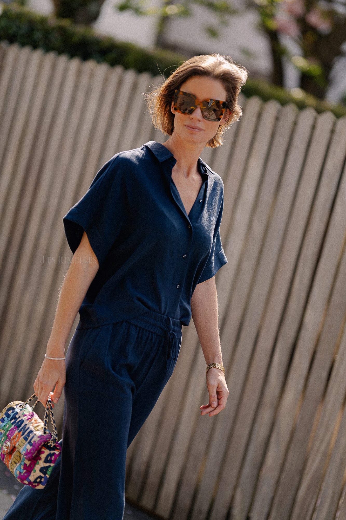 SLFViva SS cropped shirt dark sapphire