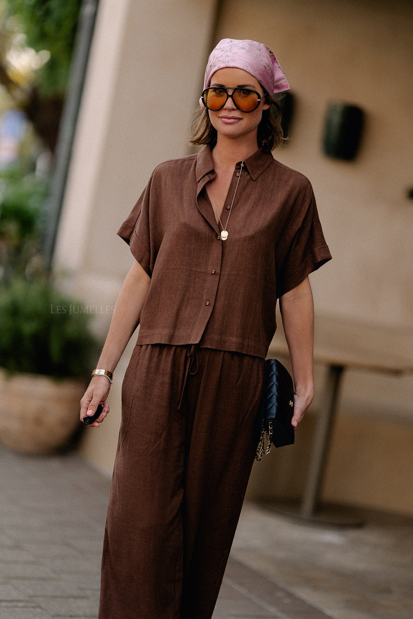SLFViva-Gulia HW long linen pant chestnut