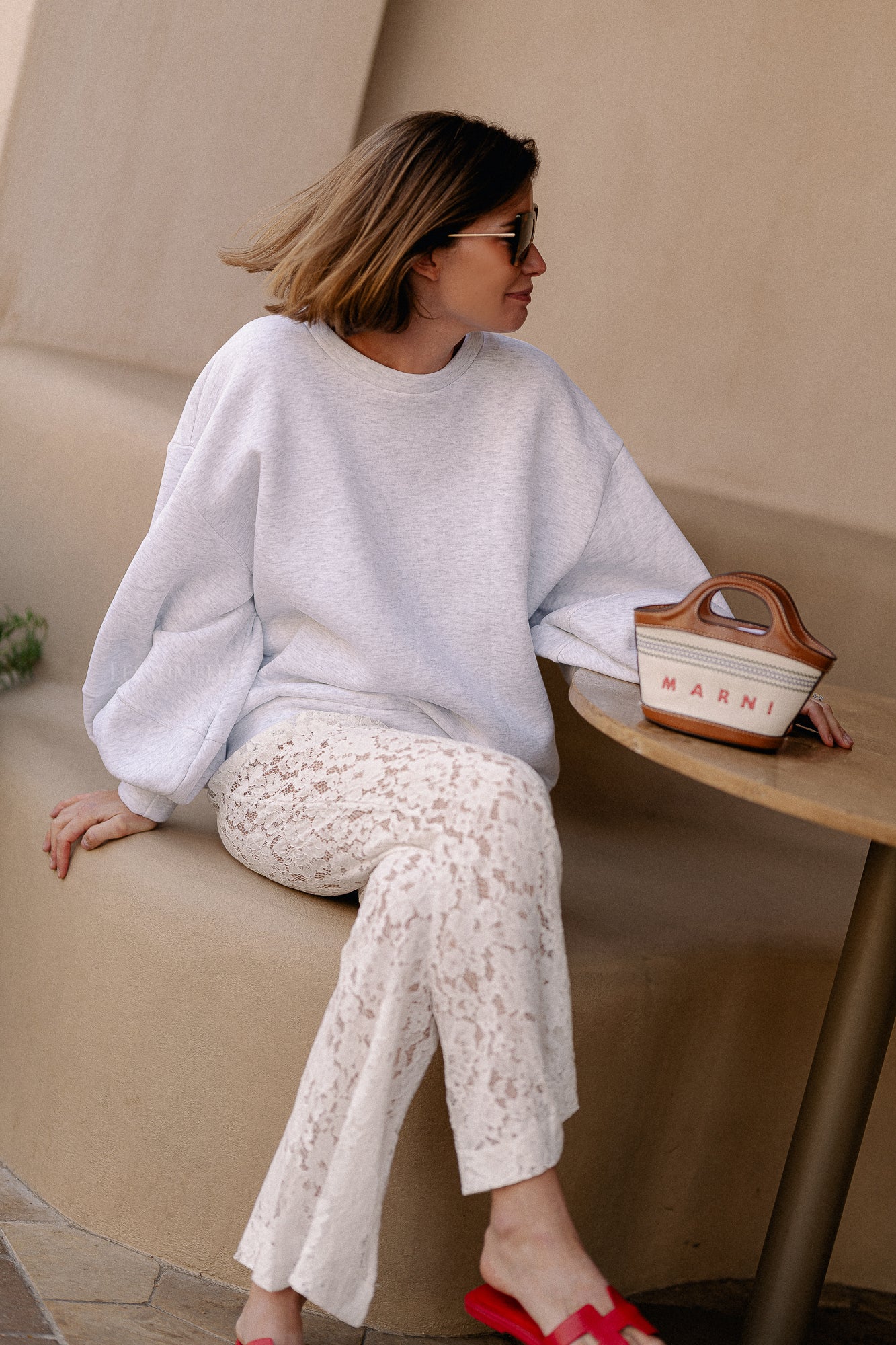 Lola kanten broek ecru
