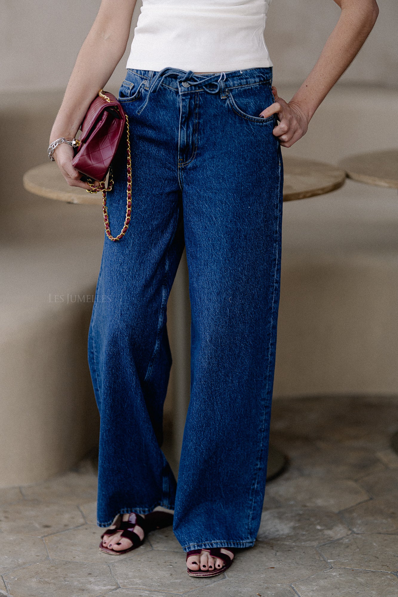 OBJMallie MW super wide jeans medium blue denim