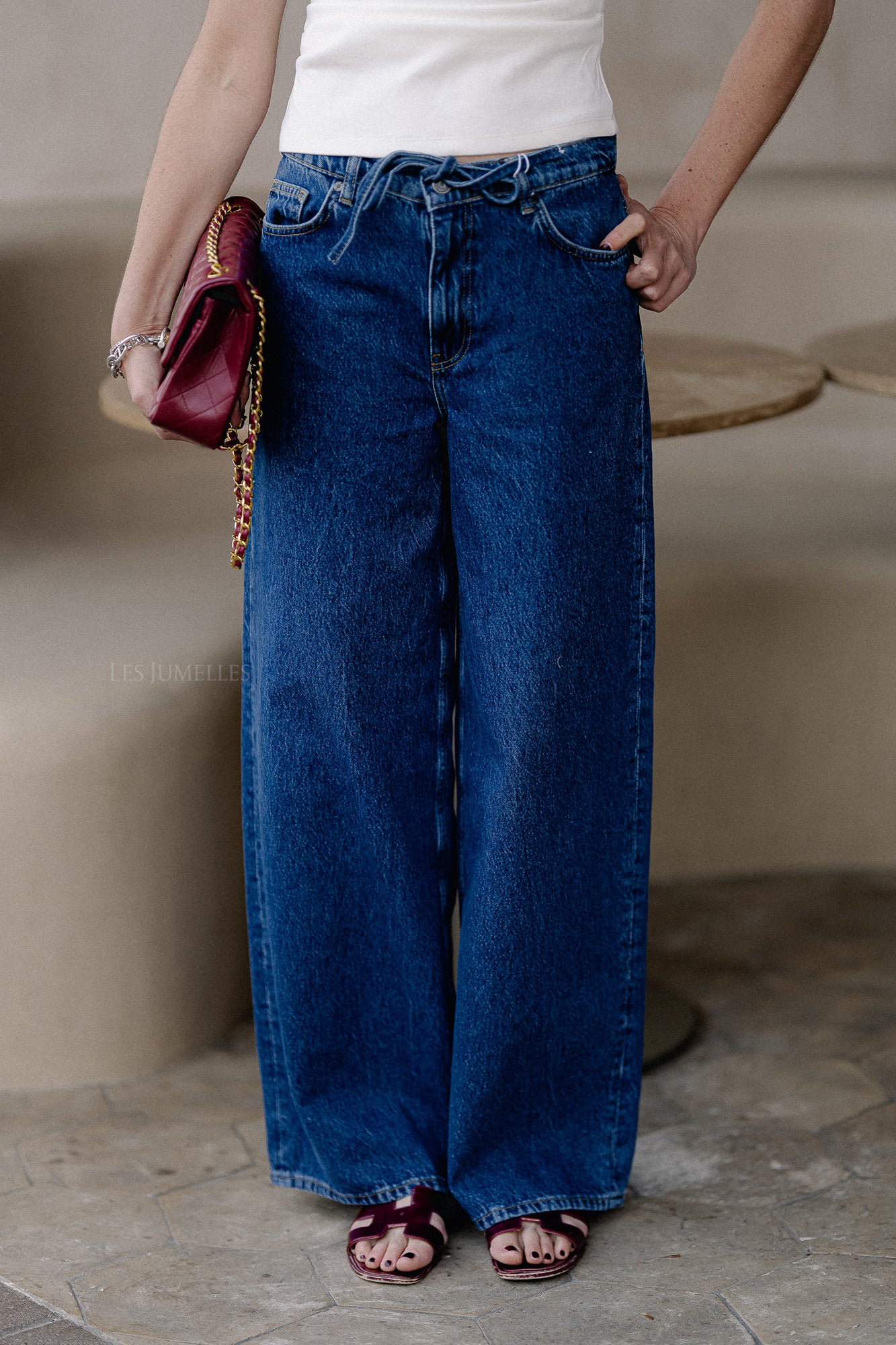 OBJMallie MW super wide jeans medium blue denim