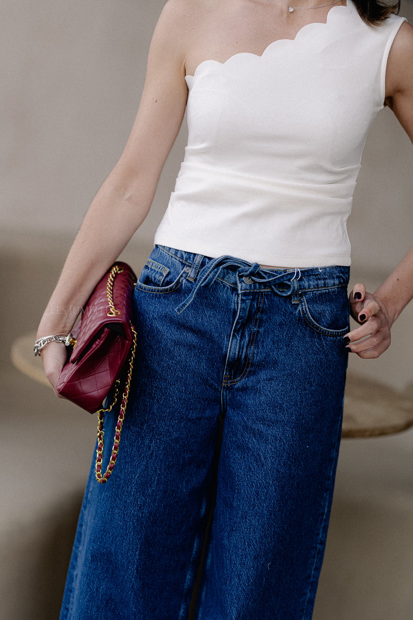 OBJMallie MW super wide jeans medium blue denim