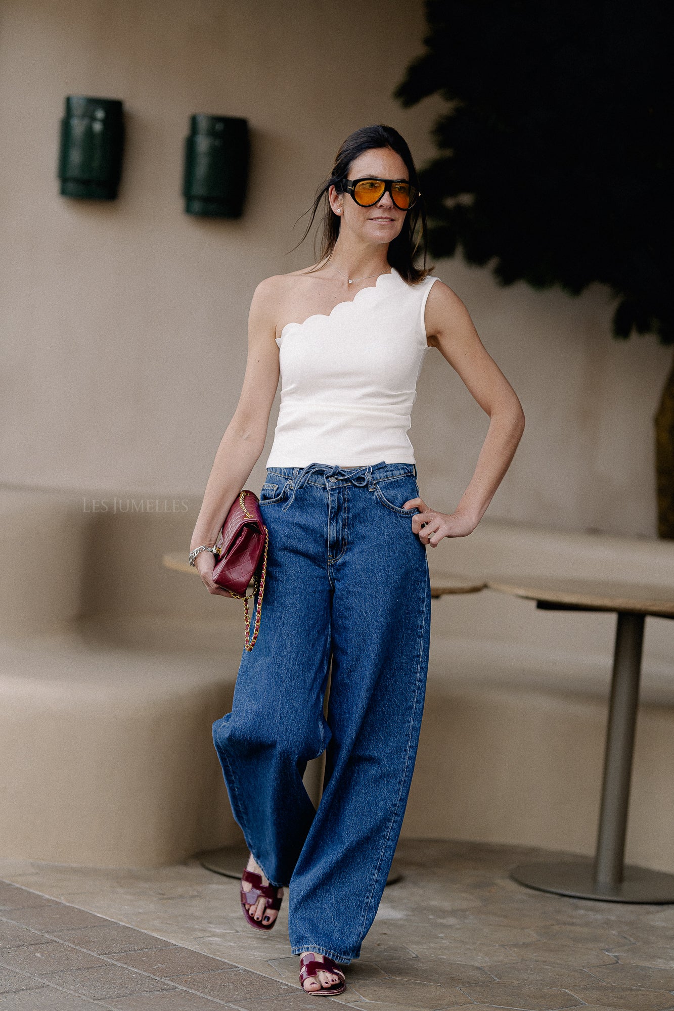 OBJMallie MW super wide jeans medium blue denim