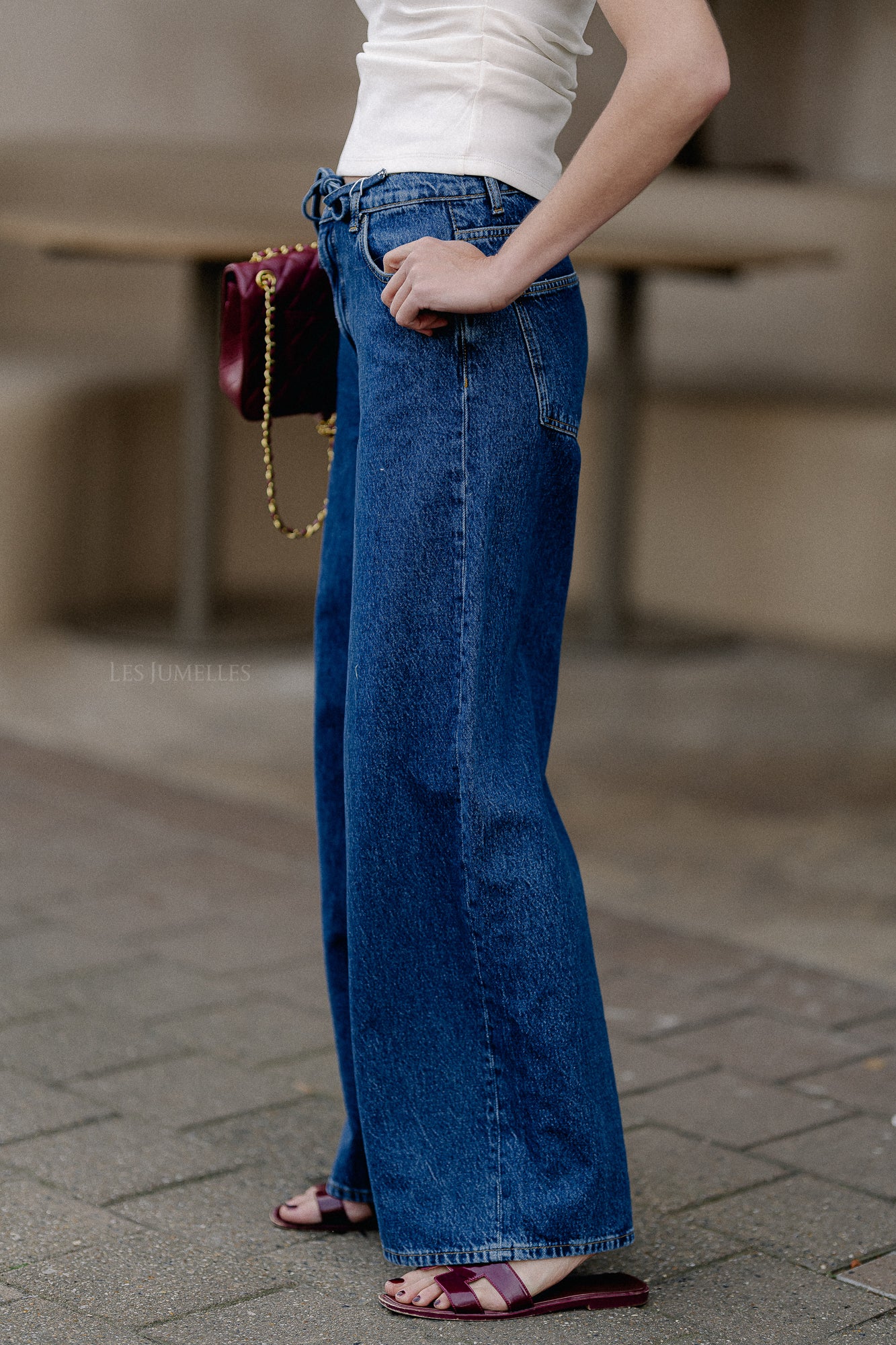 OBJMallie MW super wide jeans medium blue denim