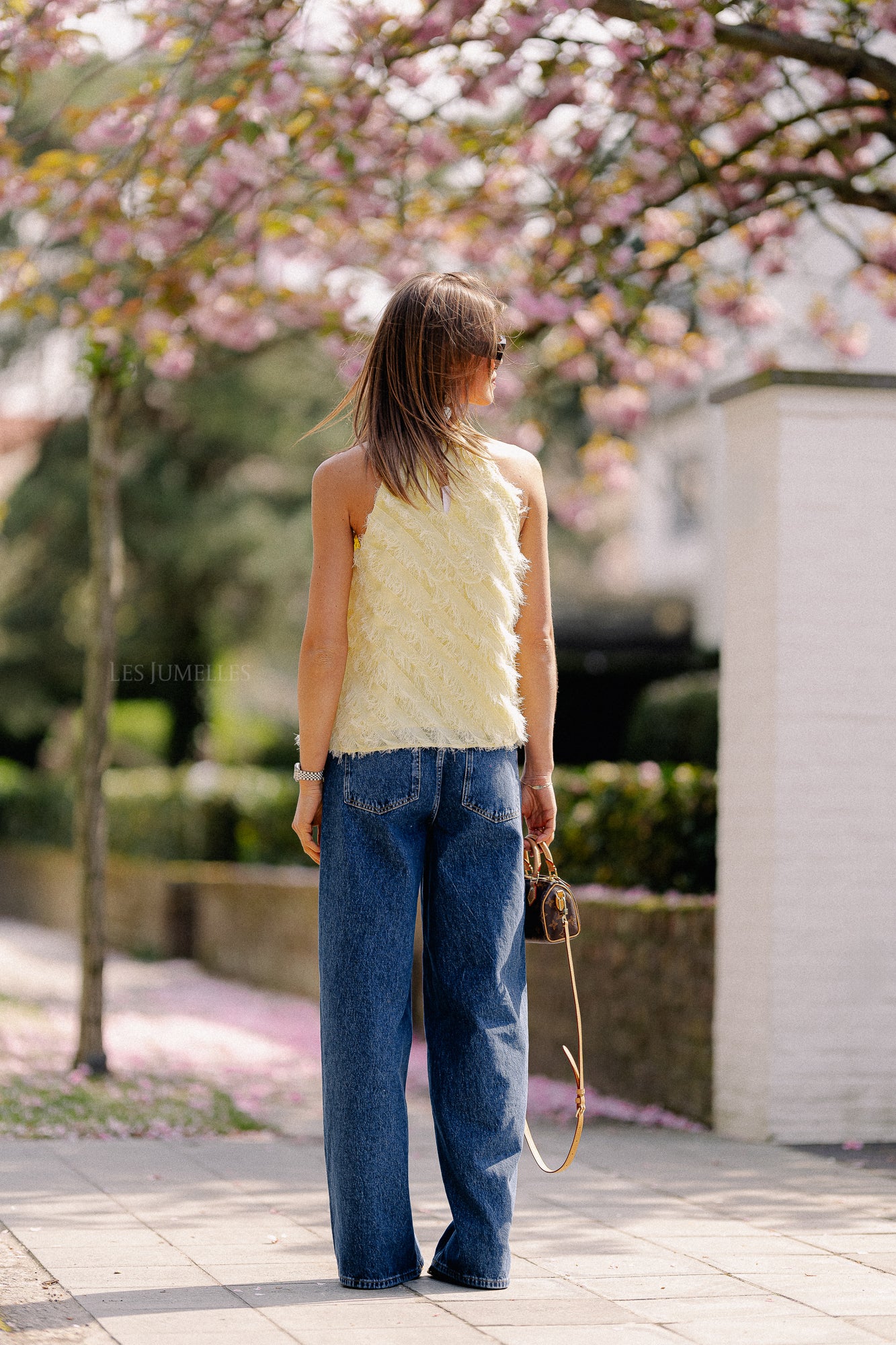 SLFBea-Tiffa halterneck fringe top anise flower