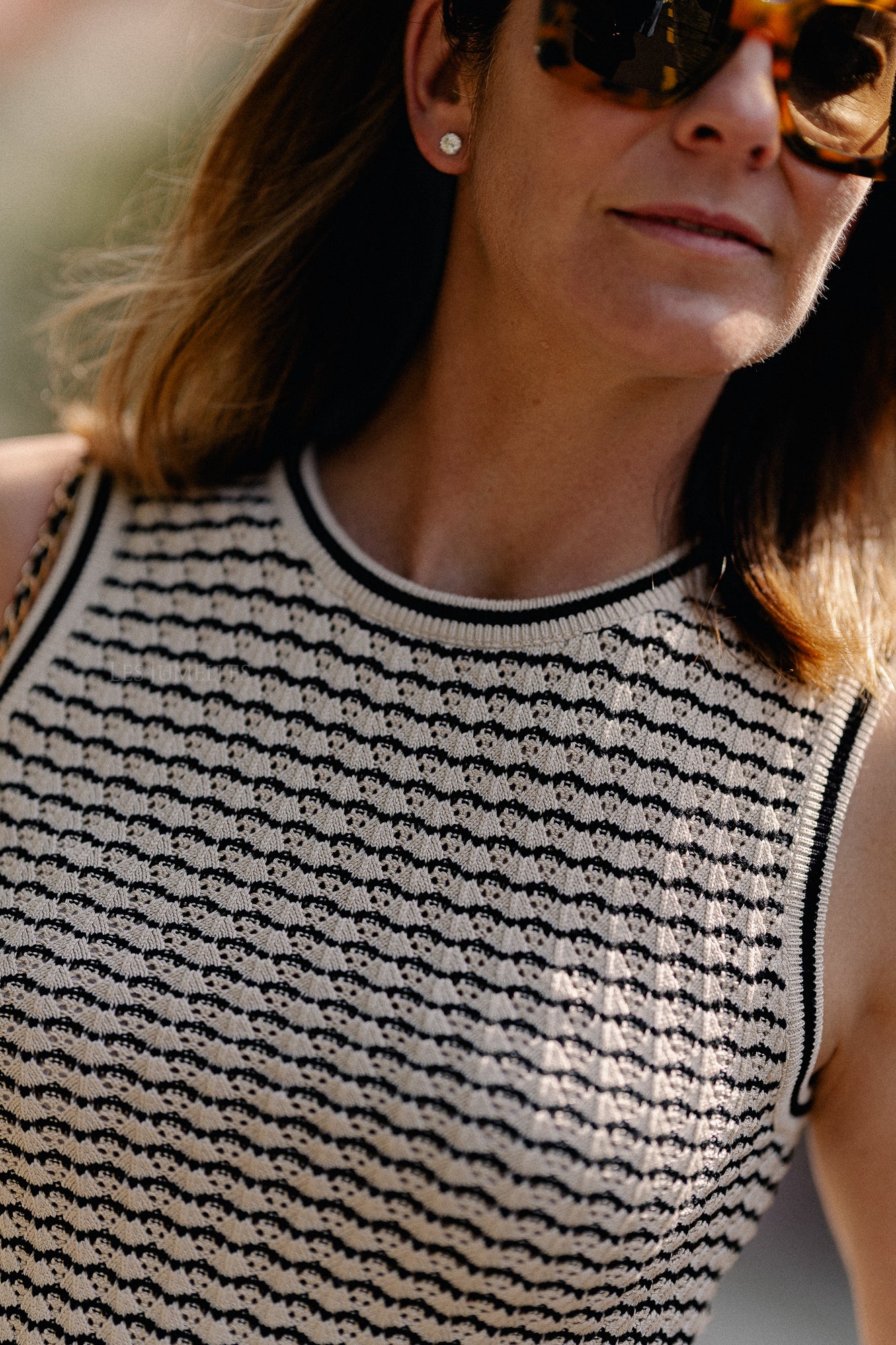 OBJEster pattern tank top sandshell/black