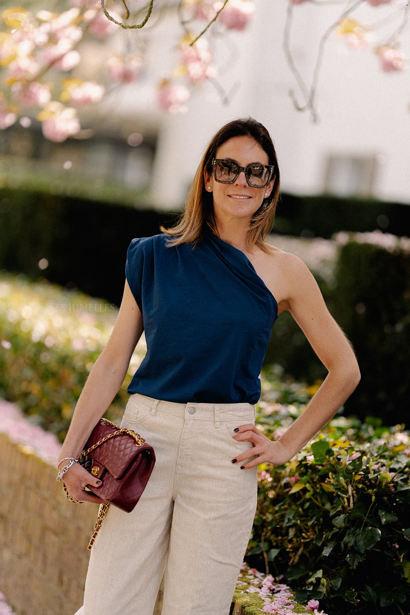 Rachel one shoulder top navy