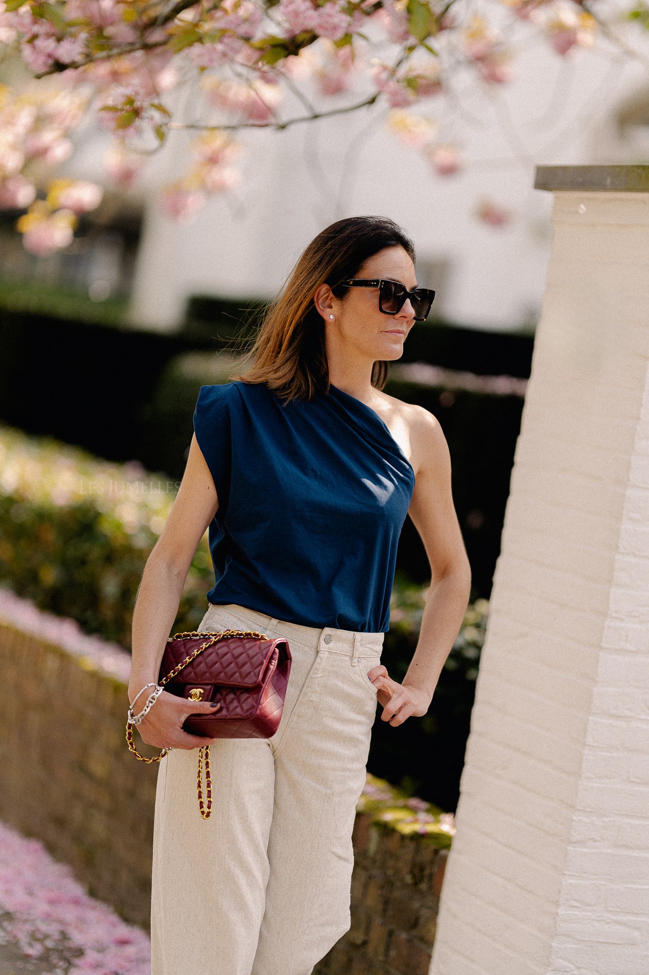 Rachel one shoulder top navy