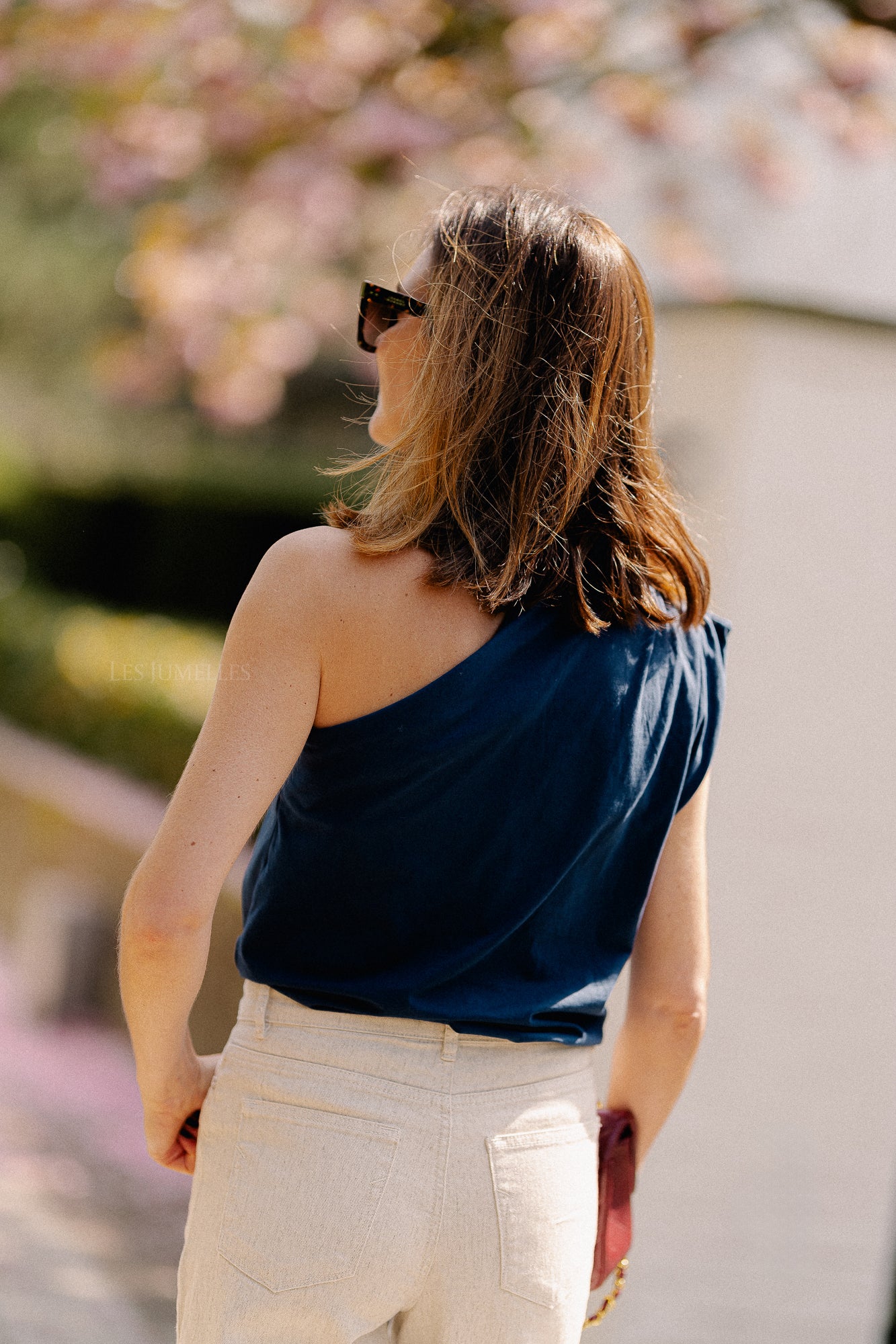 Rachel one shoulder top navy