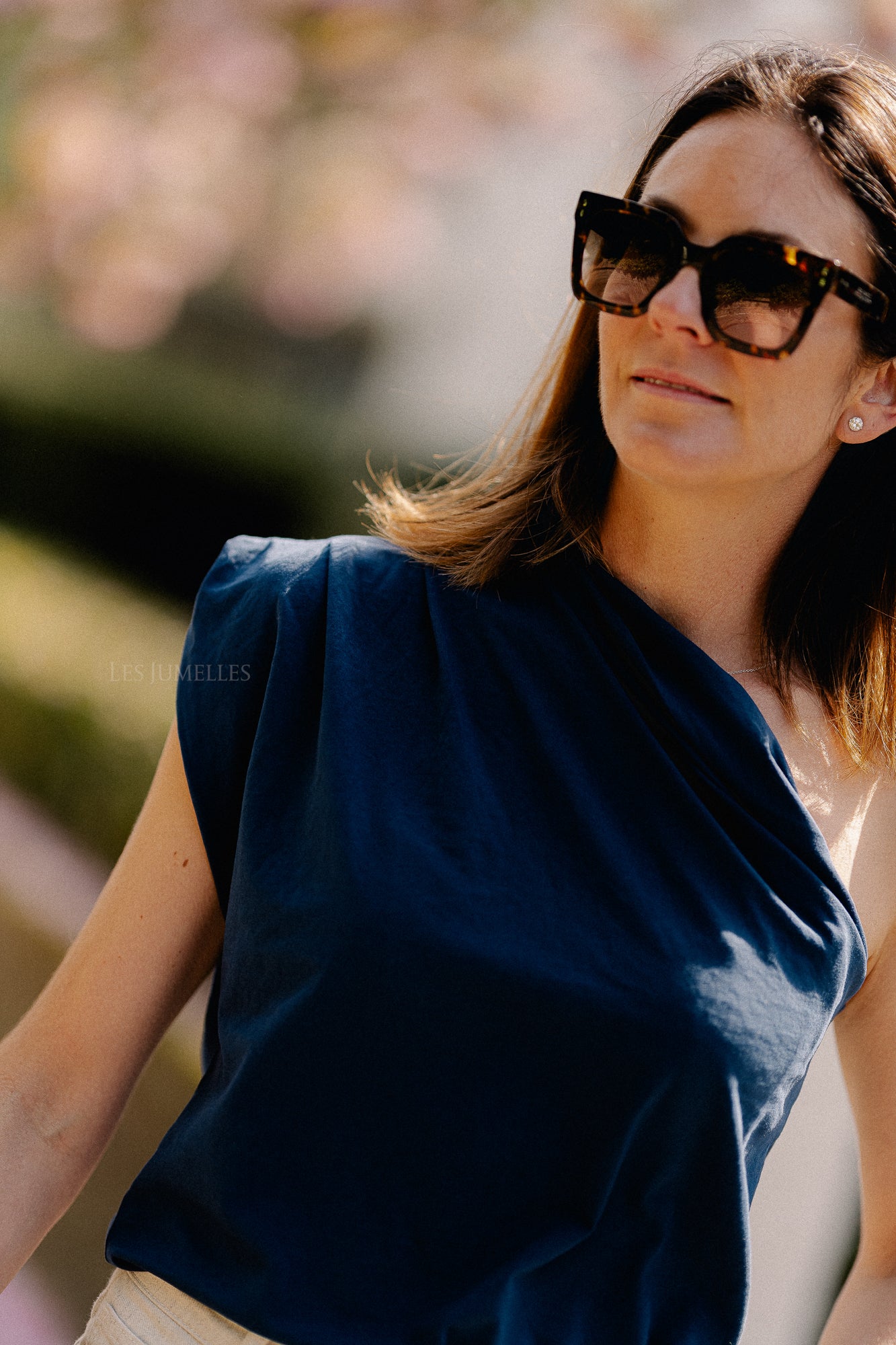 Rachel one shoulder top navy