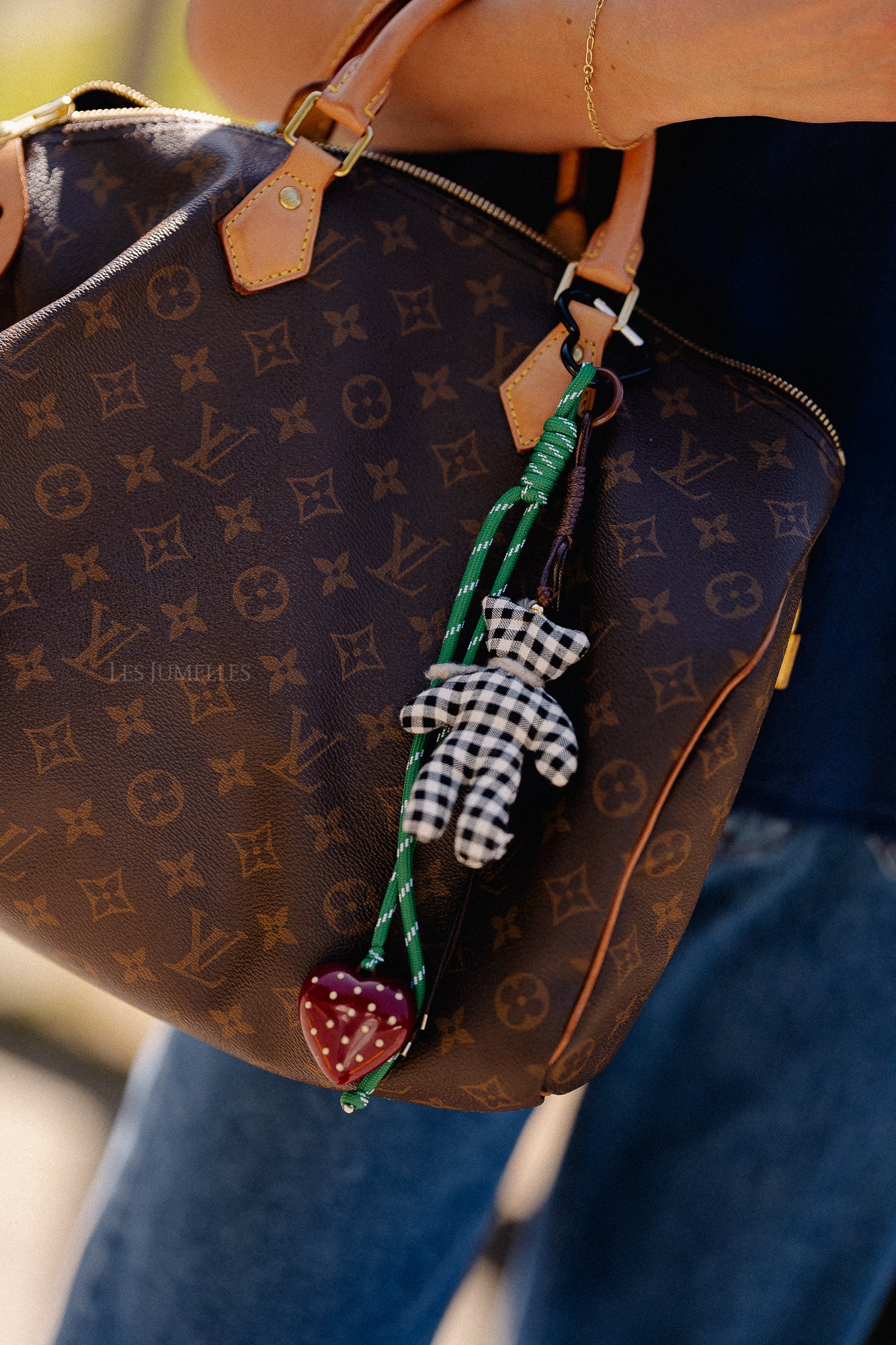 Gingham teddy keychain black/ecru