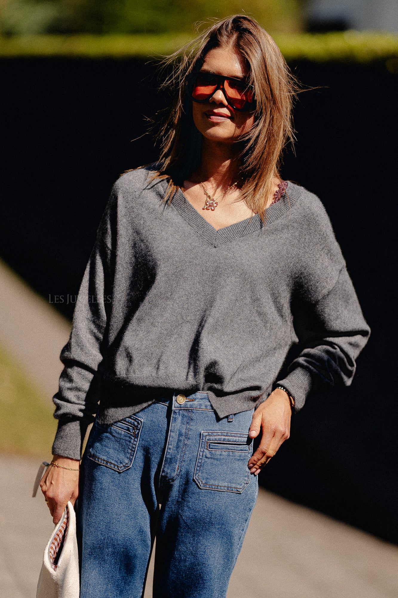 Cosette V-neck jumper anthracite