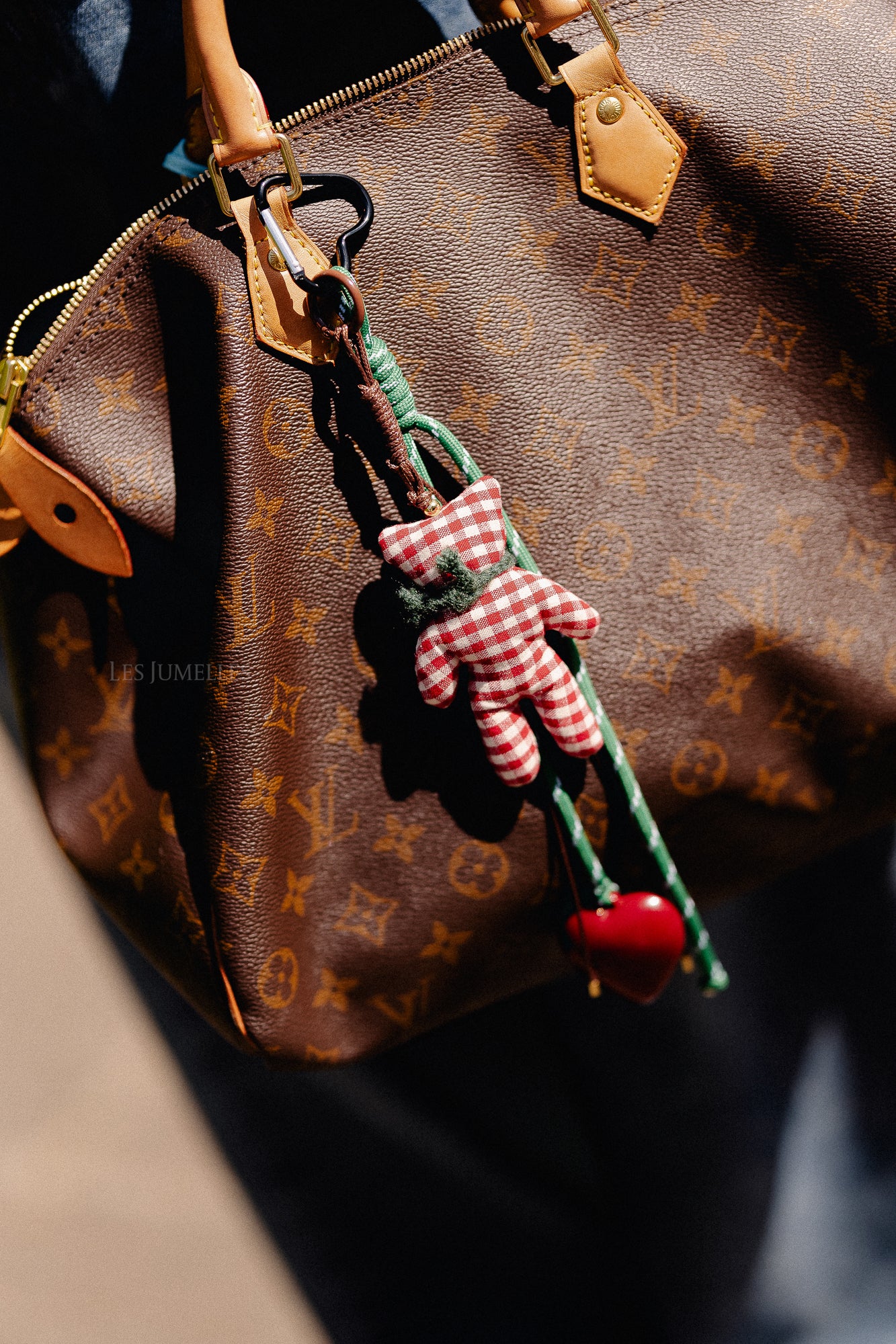 Gingham teddy keychain red/ecru