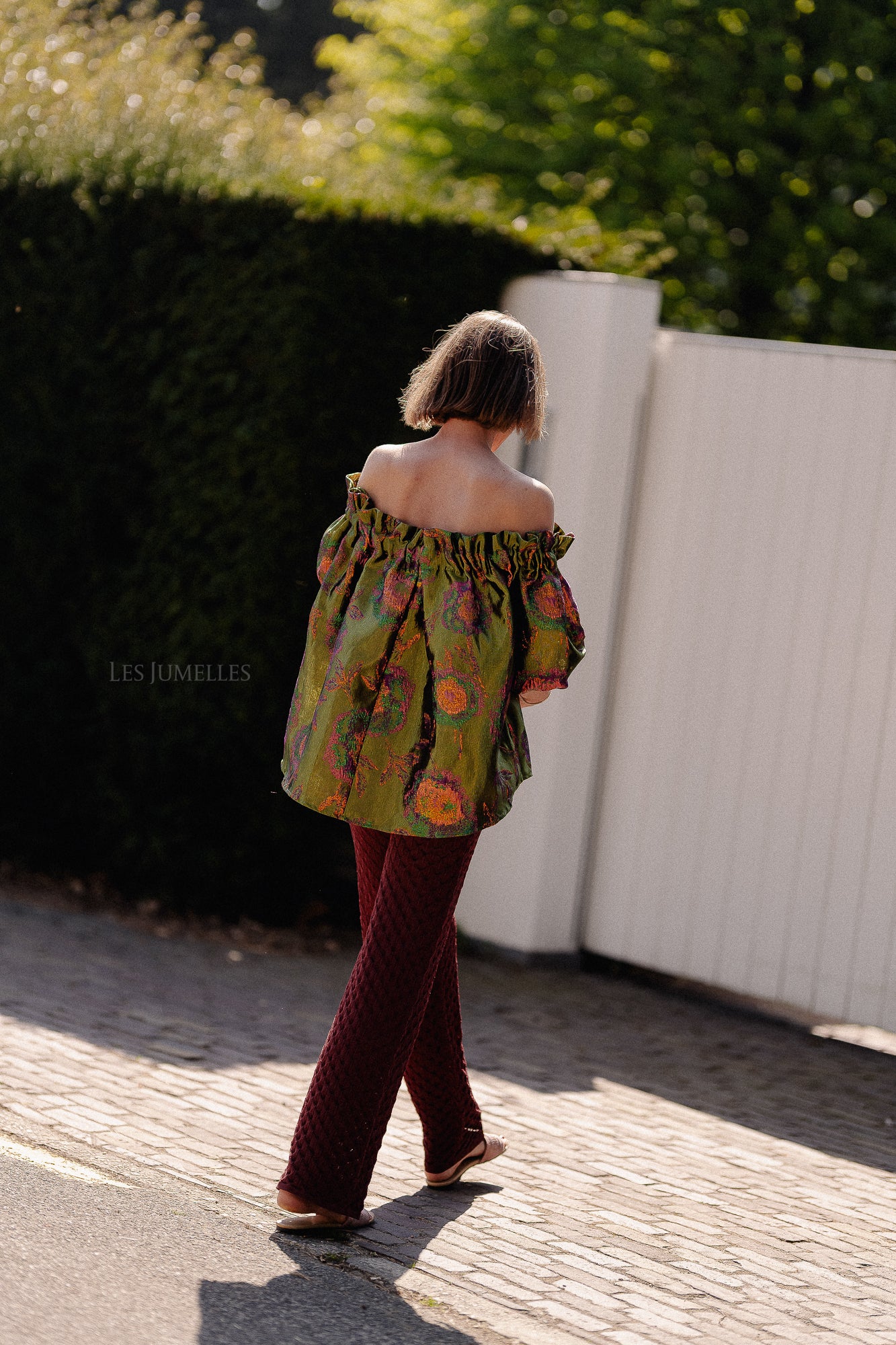 Blanche jacquard blouse flowers