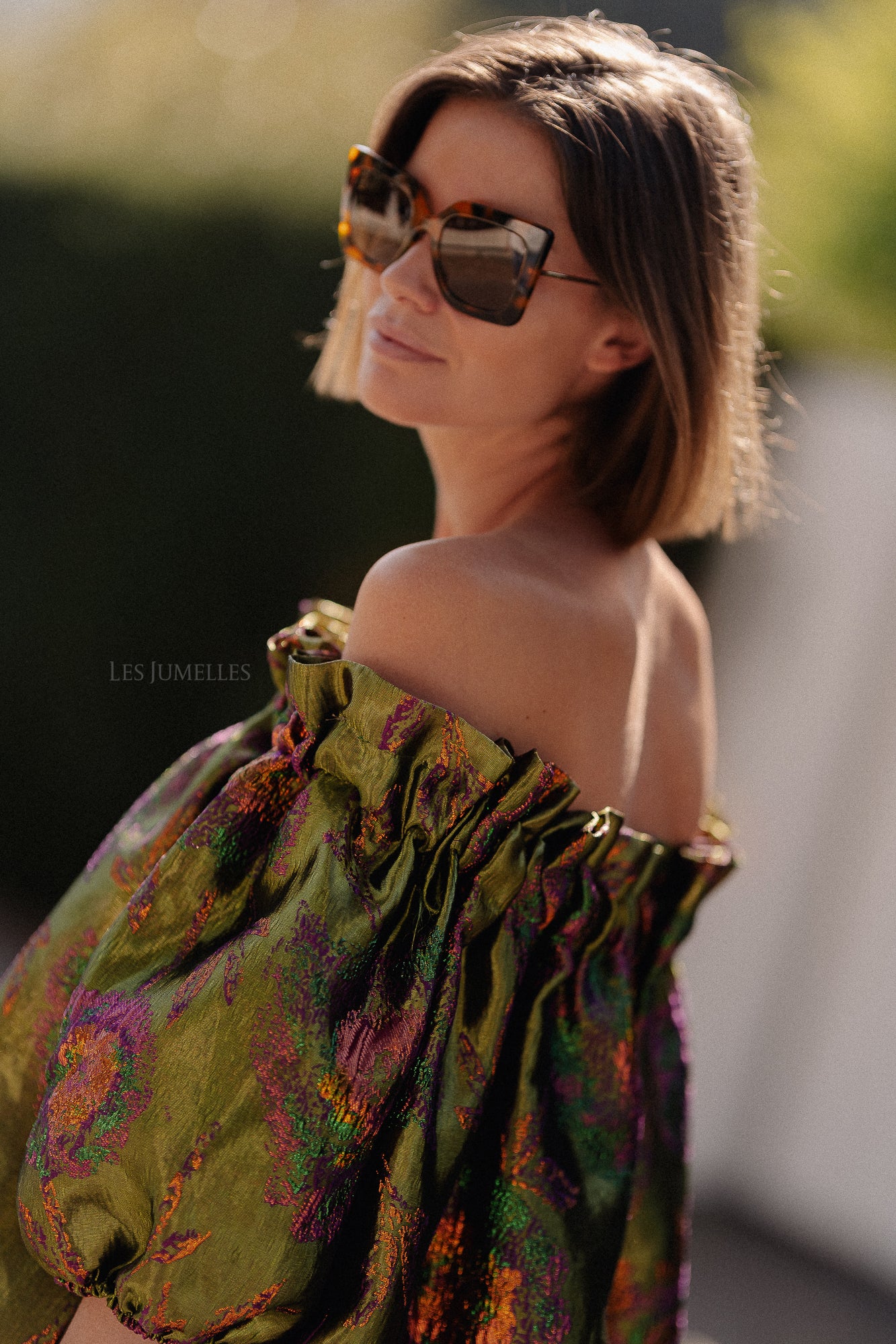 Blanche jacquard blouse flowers