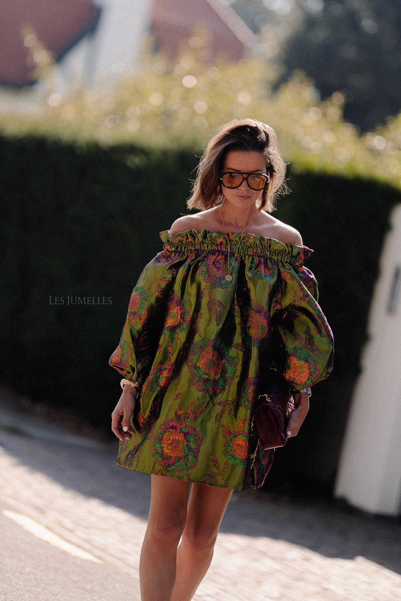 Blanche jacquard dress flowers