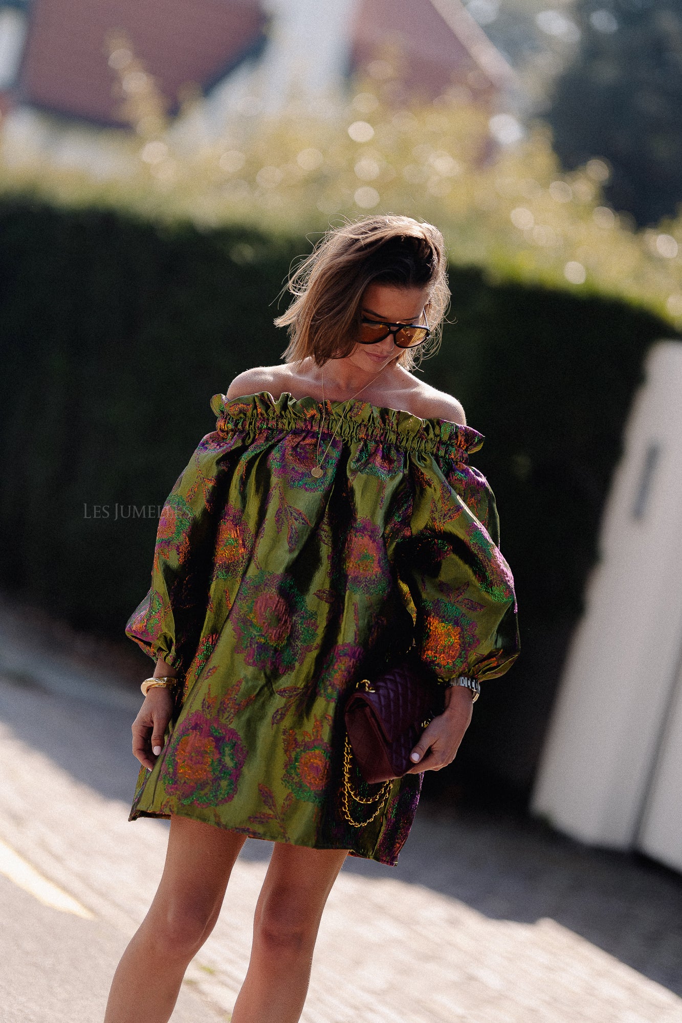 Blanche jacquard dress flowers