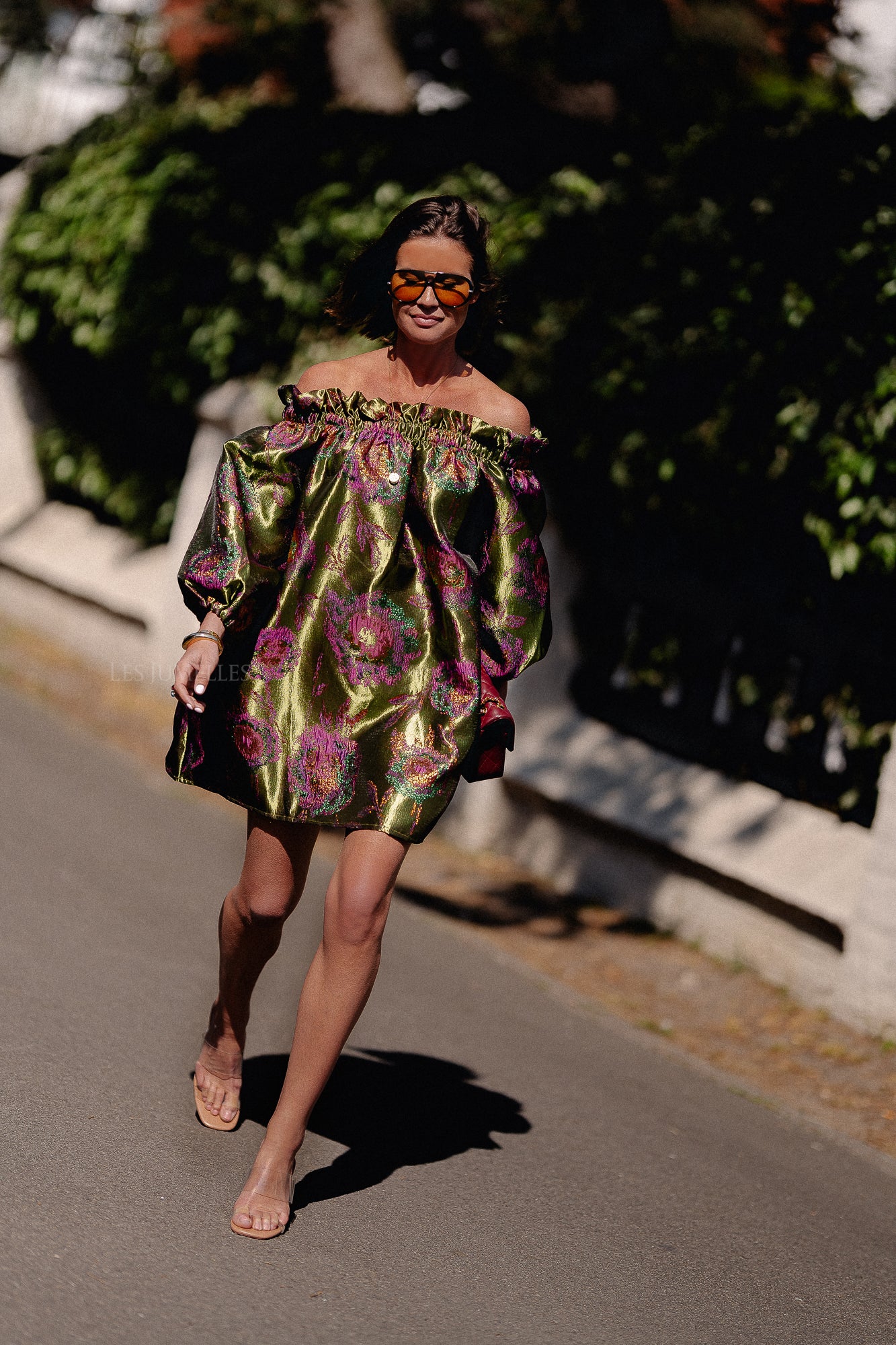 Blanche jacquard dress flowers