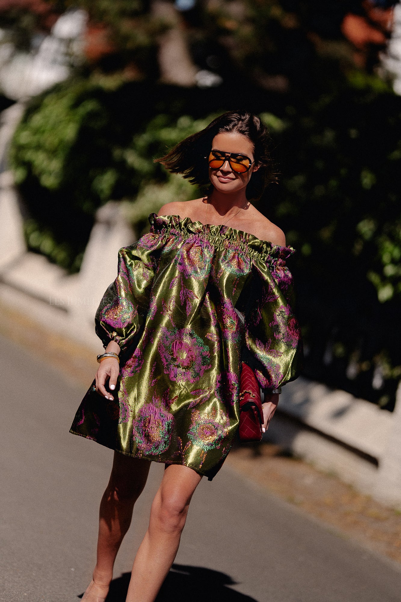 Blanche jacquard dress flowers