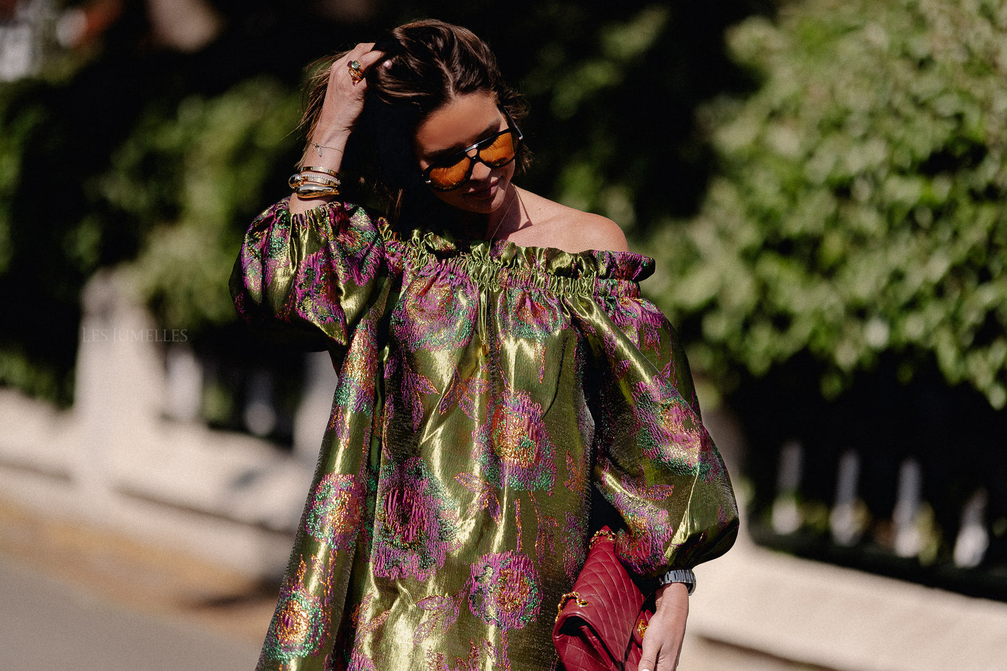 Blanche jacquard dress flowers