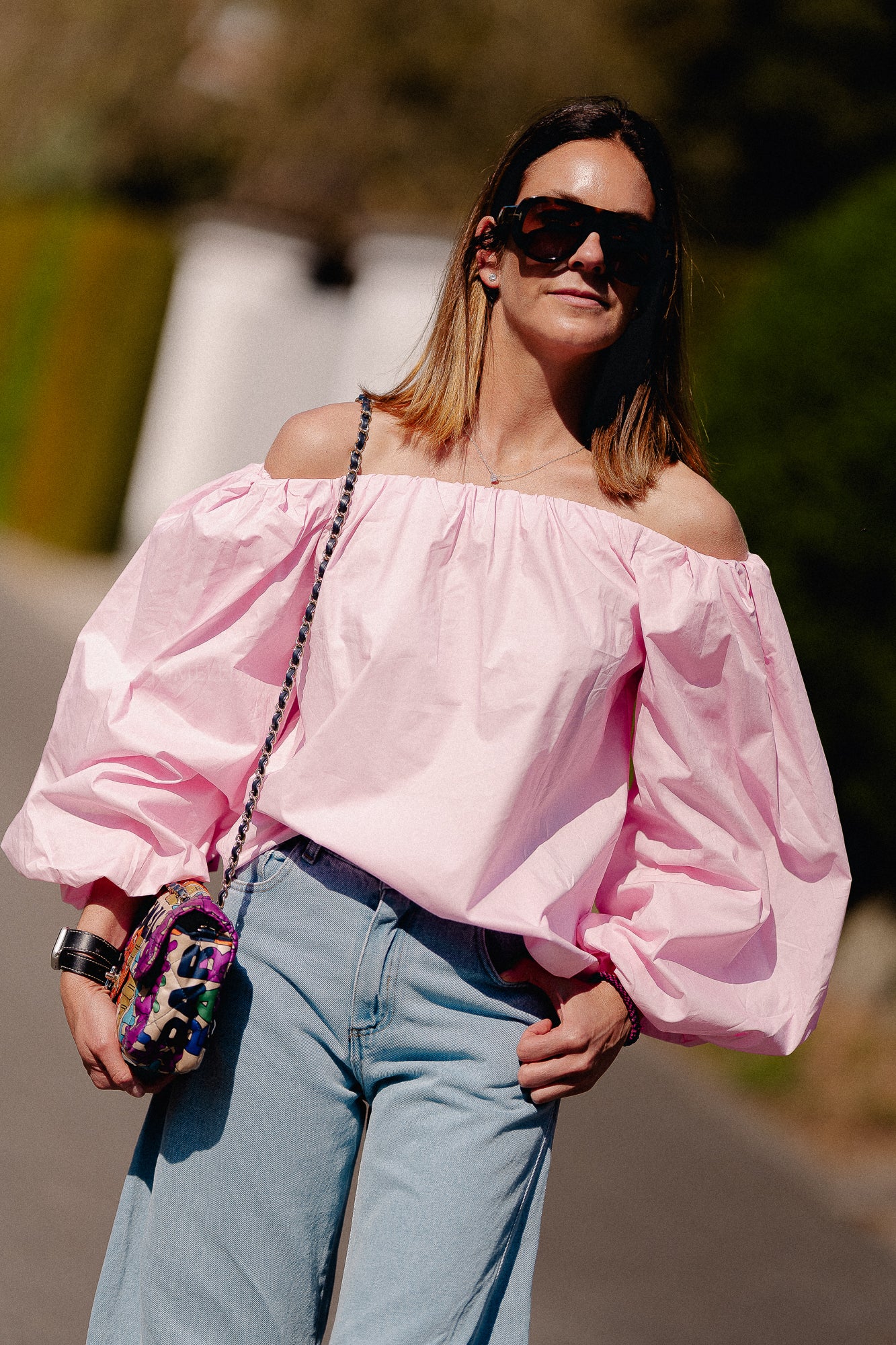 Fran off shoulder blouse pink
