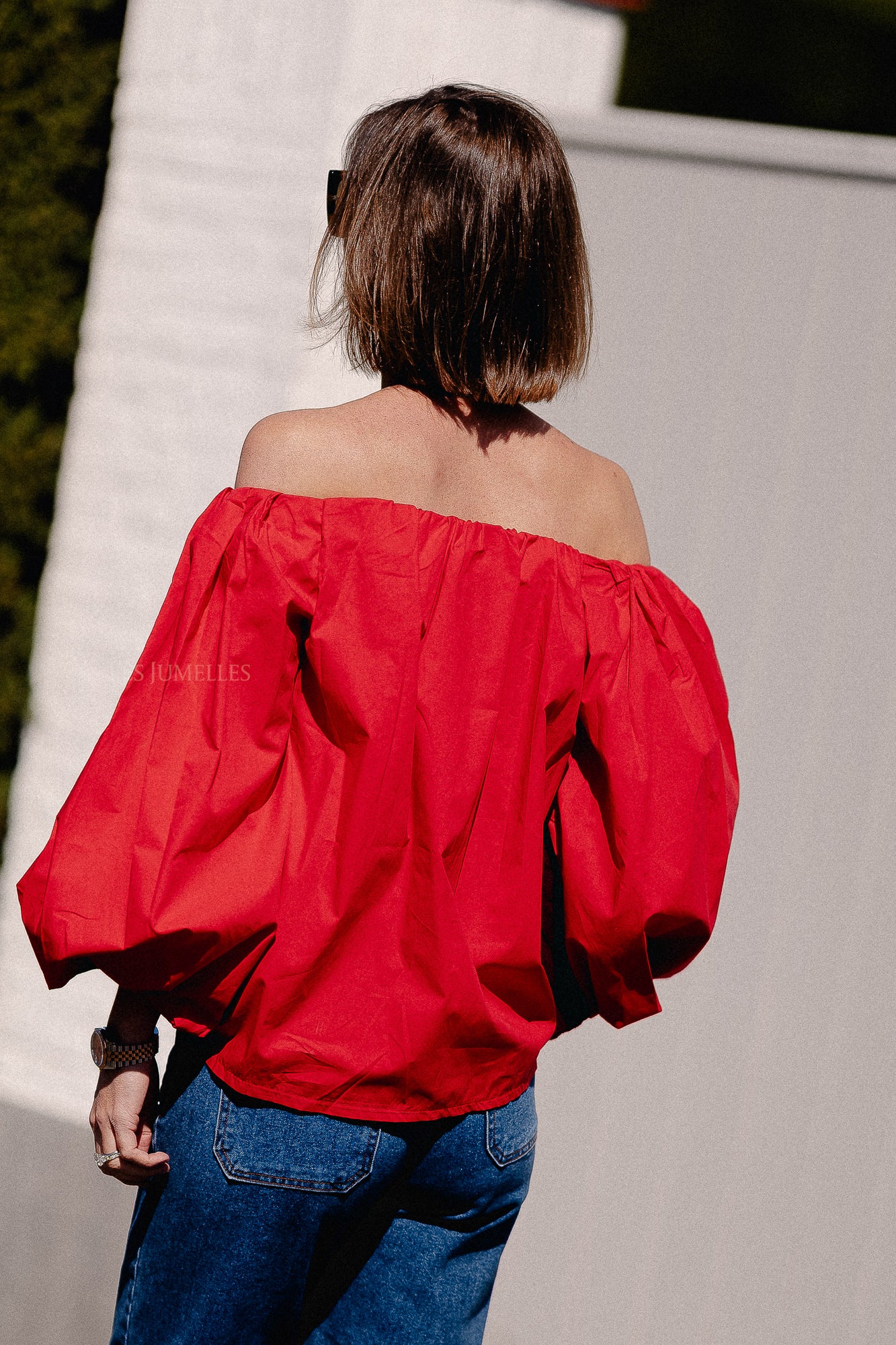 Fran off shoulder blouse red