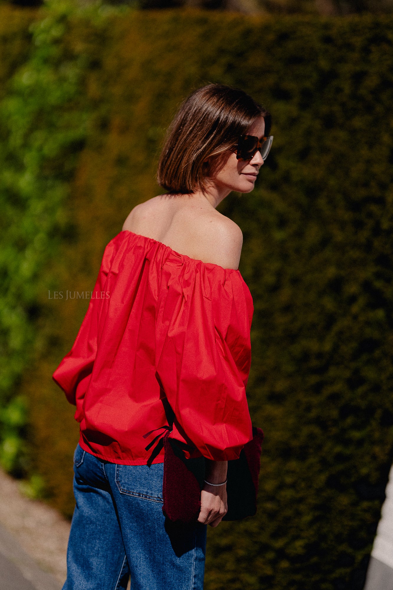Fran off shoulder blouse red