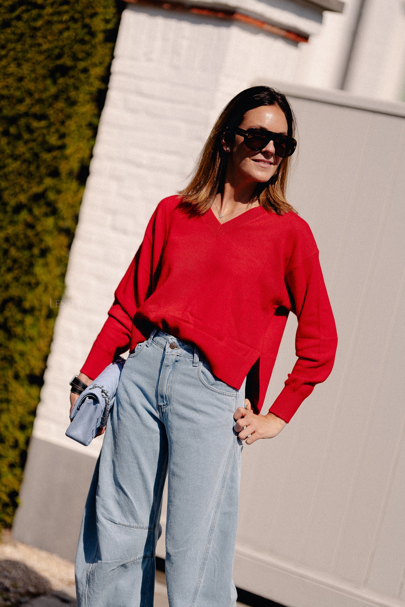 Cosette V-neck jumper red