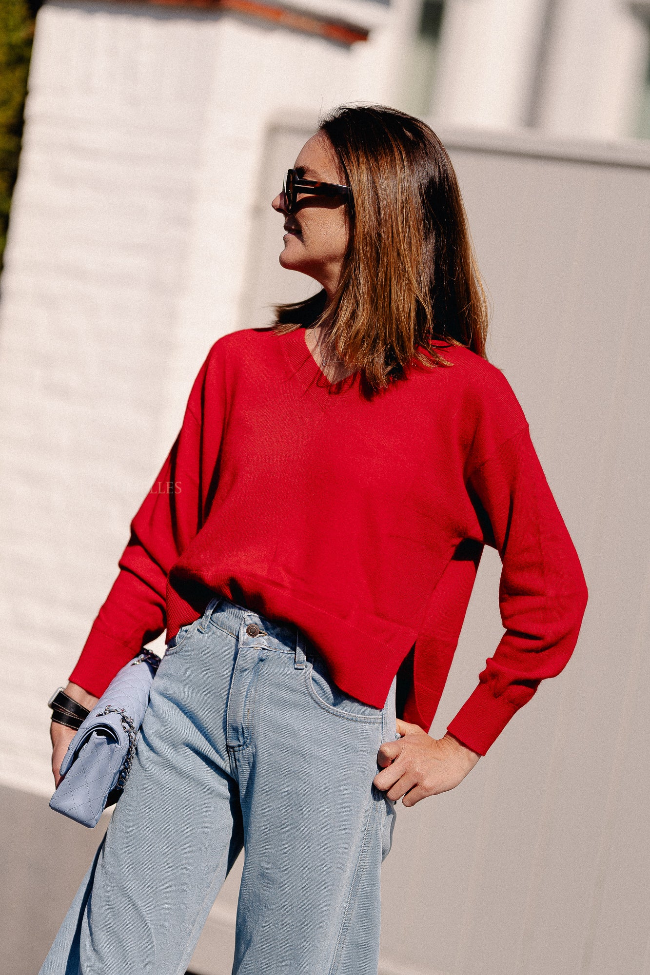 Cosette V-neck jumper red