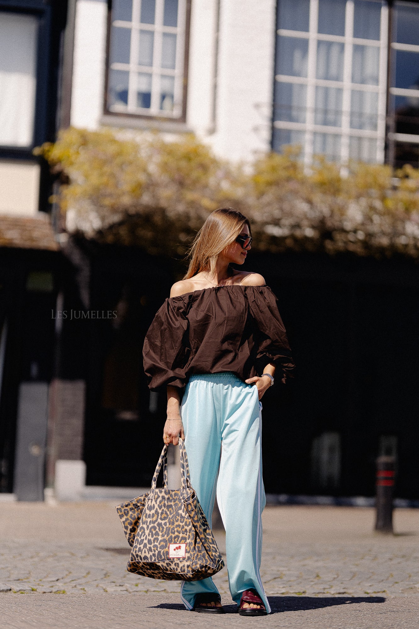 Fran off shoulder blouse hot chocolate