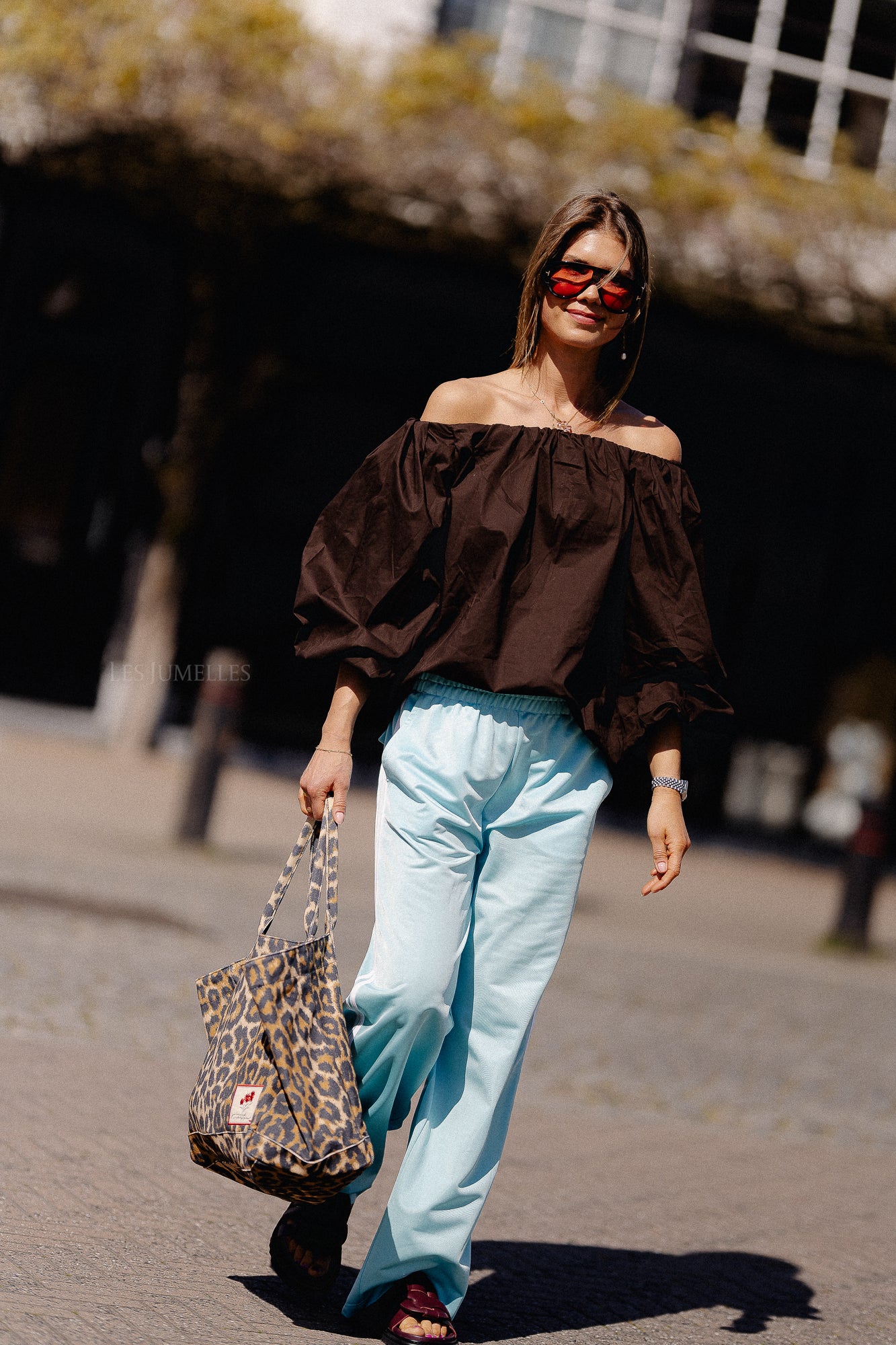 Fran off shoulder blouse hot chocolate