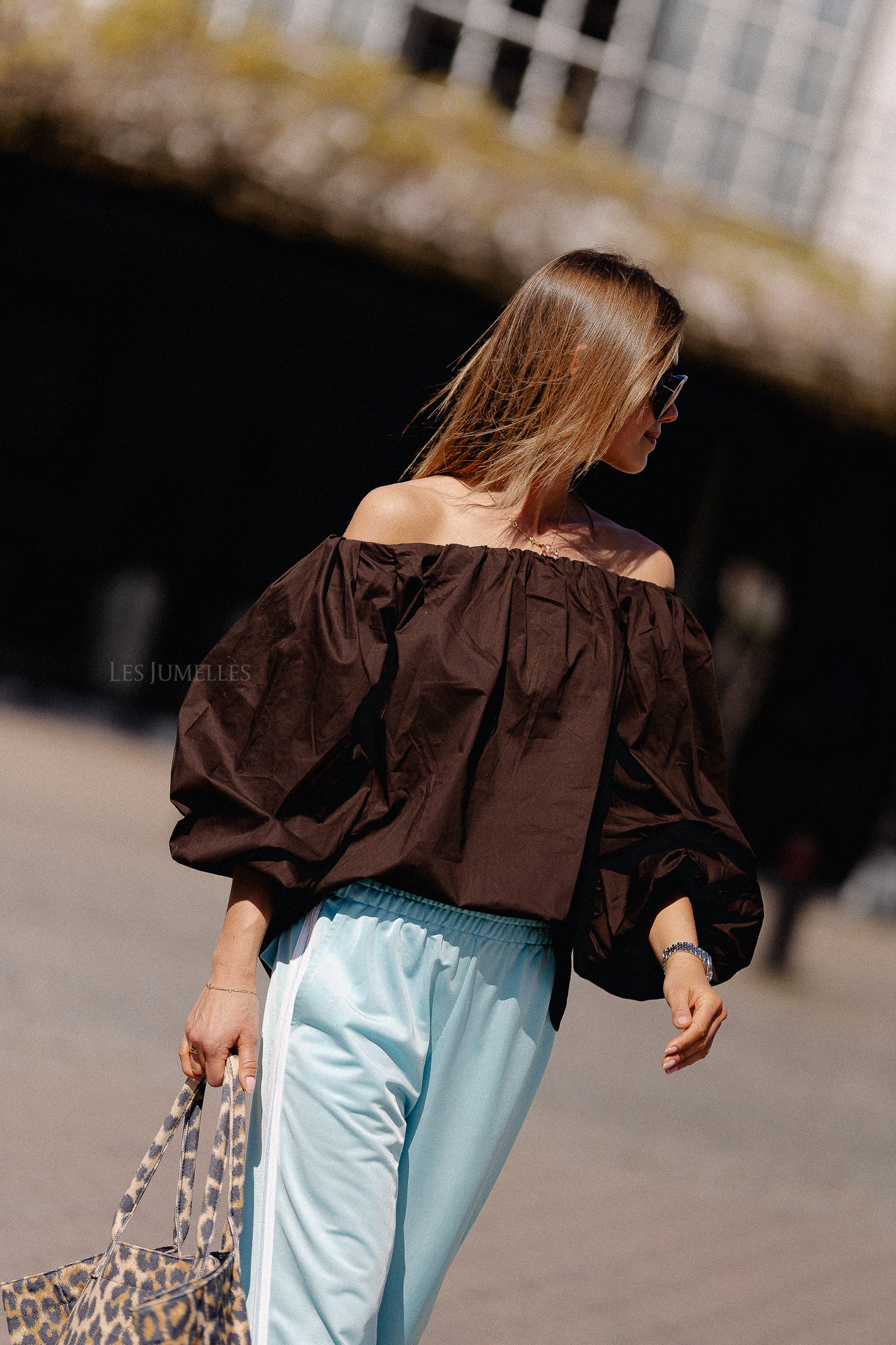 Fran off shoulder blouse hot chocolate