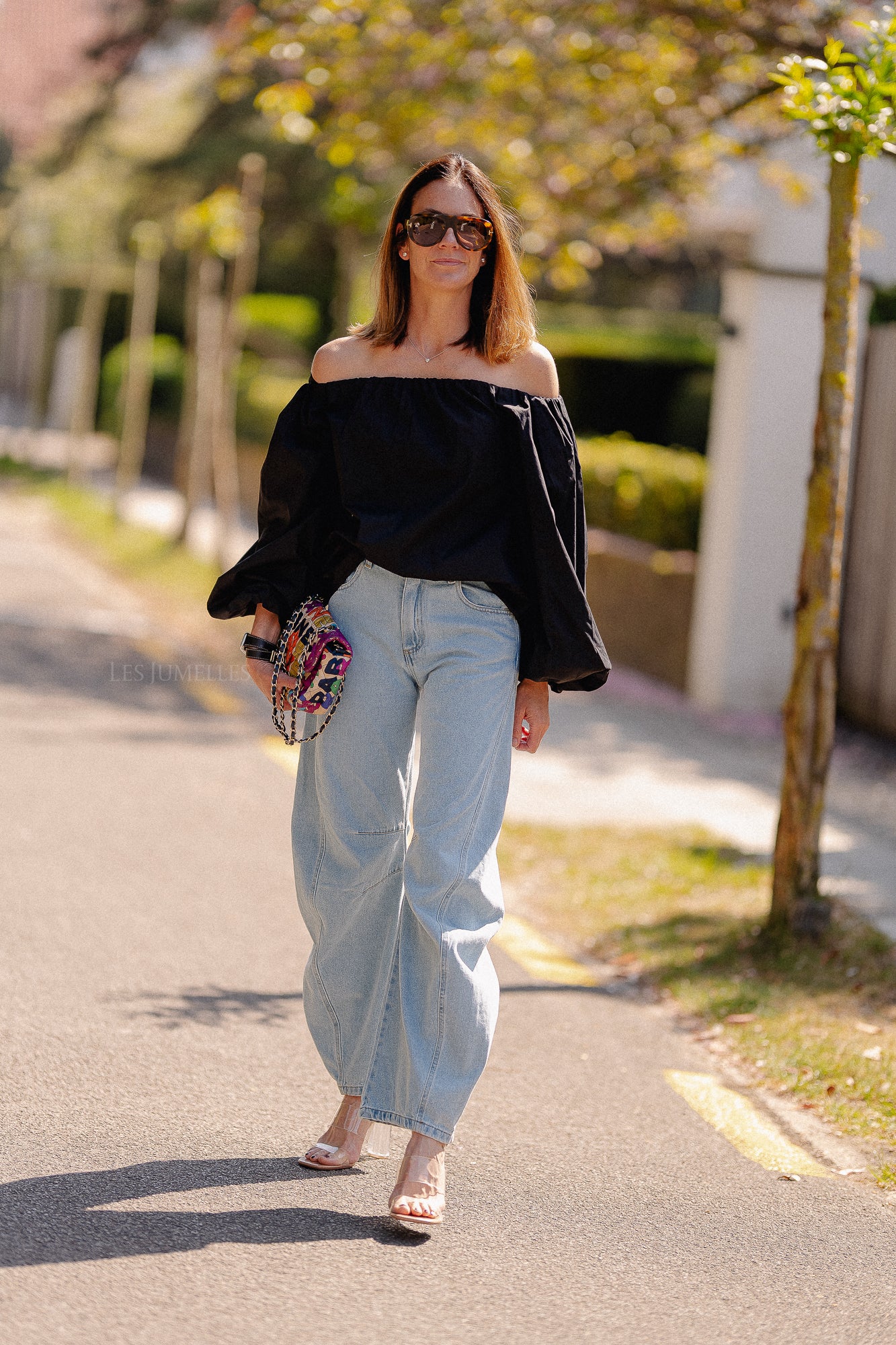 Fran Off-Shoulder Bluse Schwarz