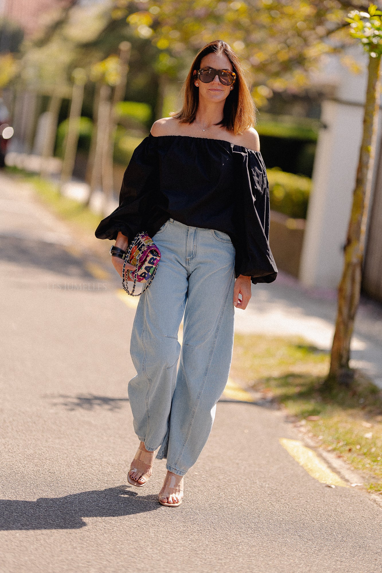 Fran Off-Shoulder Bluse Schwarz