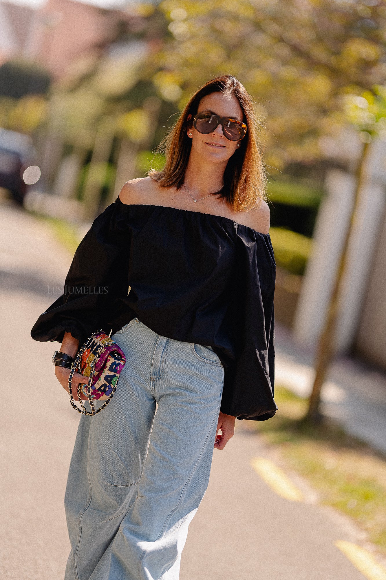 Fran Off-Shoulder Bluse Schwarz