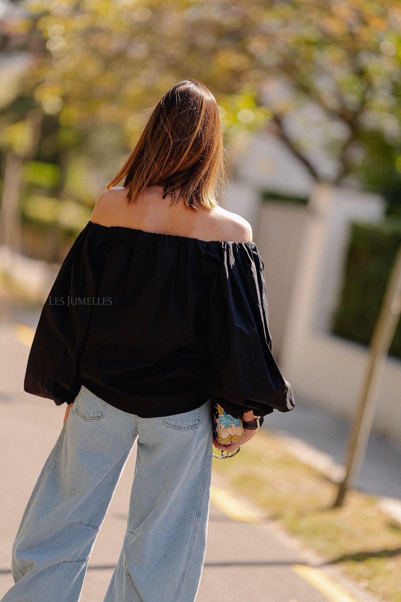 Fran Off-Shoulder Bluse Schwarz