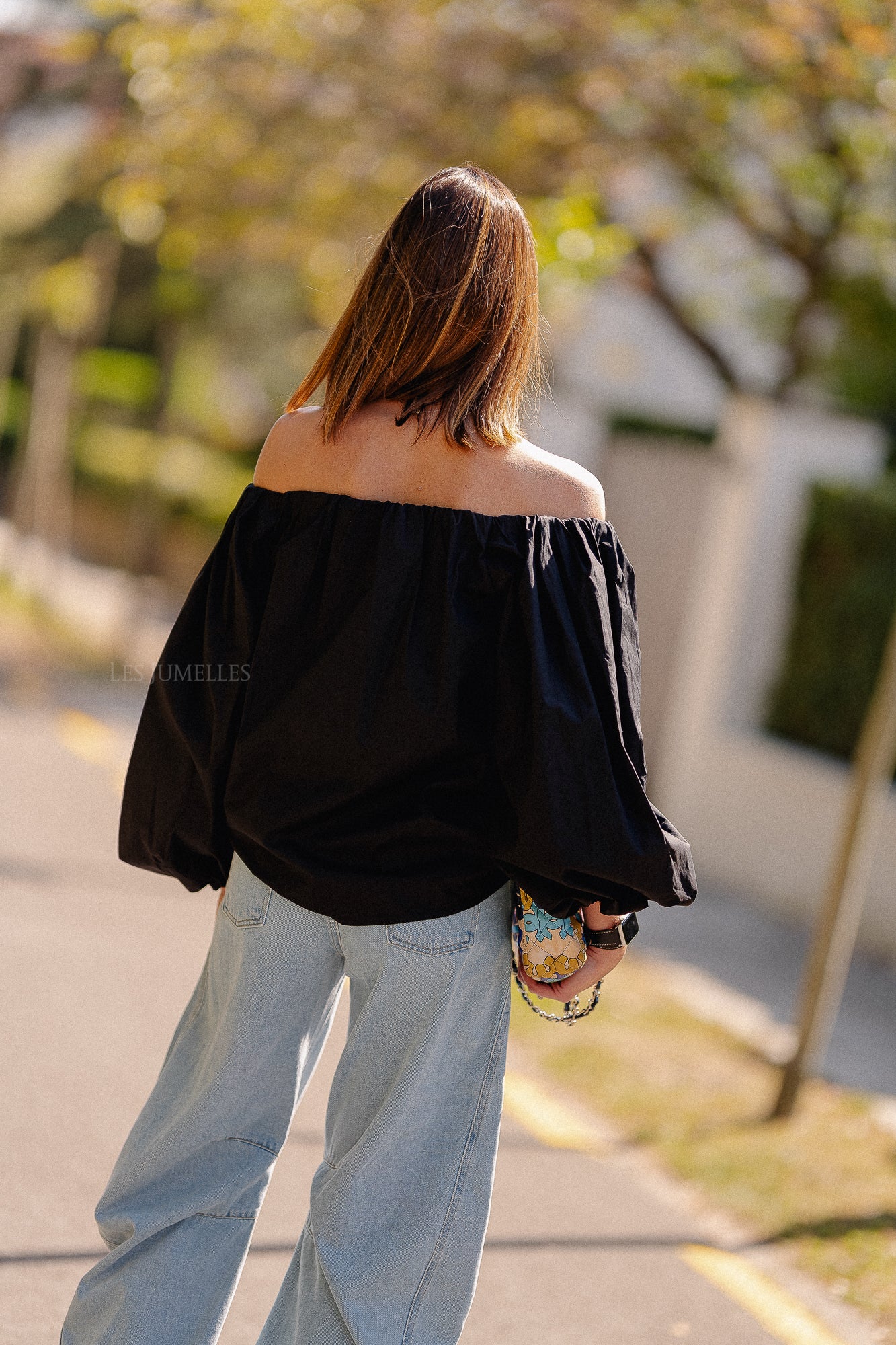 Fran Off-Shoulder Bluse Schwarz
