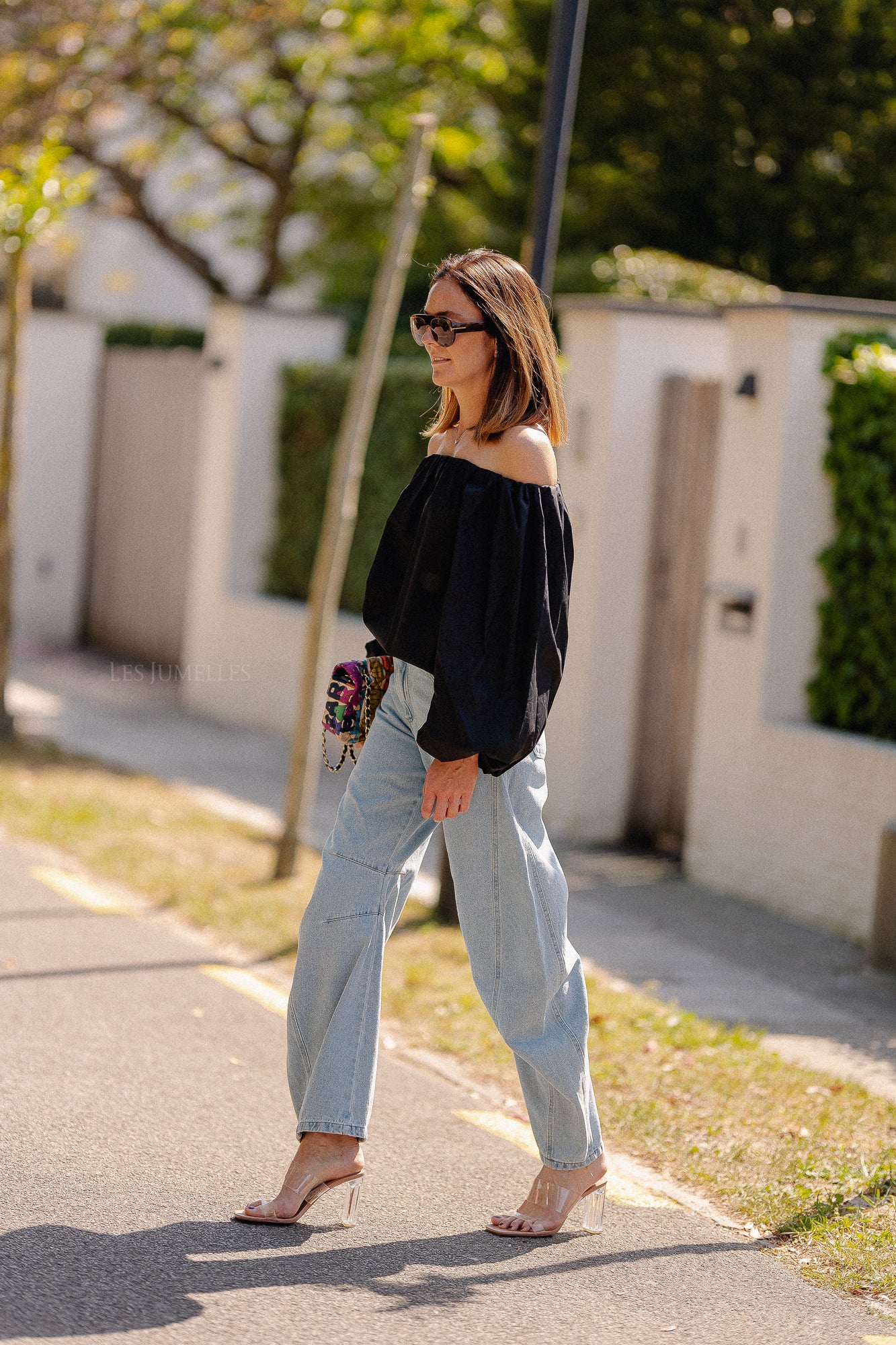 Fran Off-Shoulder Bluse Schwarz